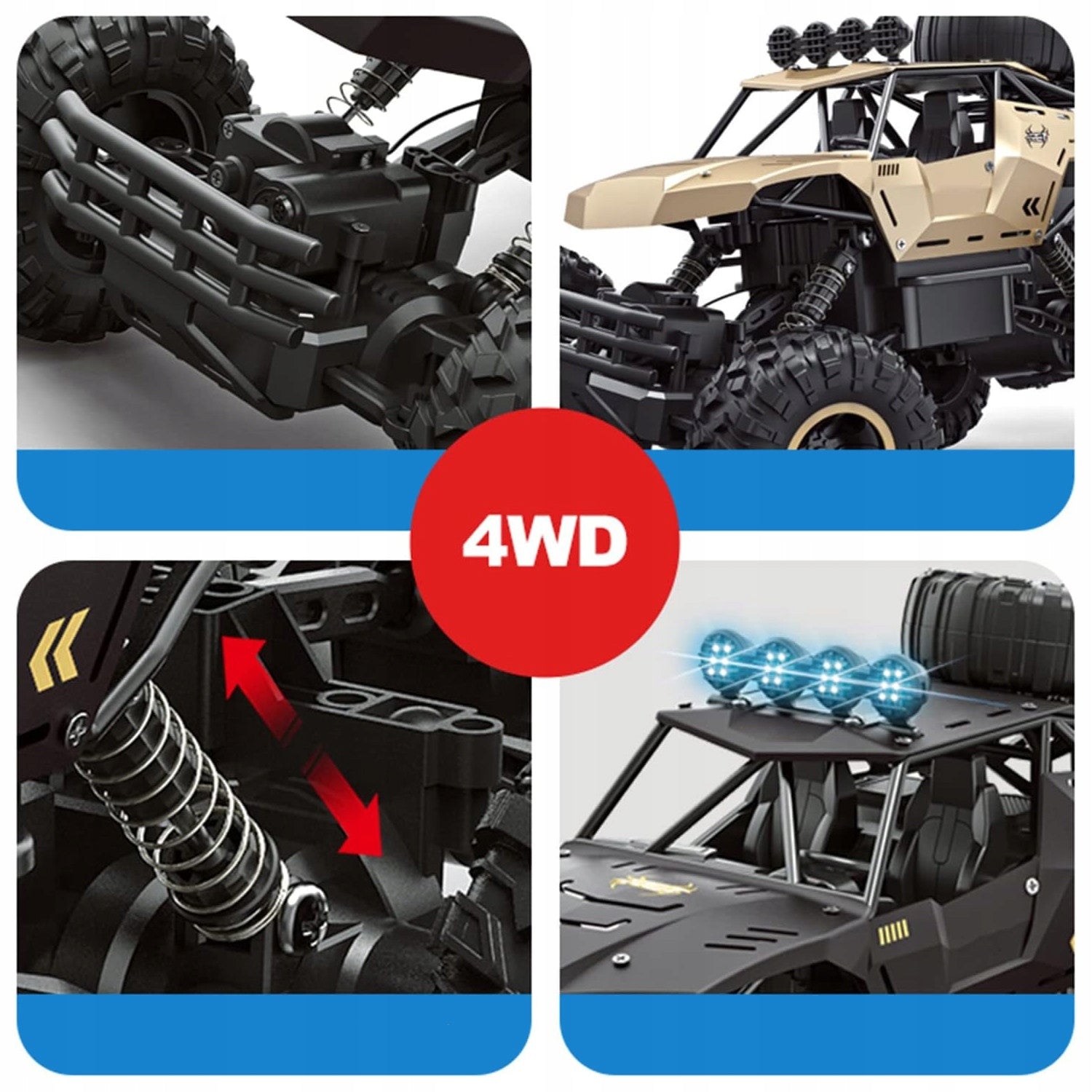 LARGE CAR REMOTE CONTROLLED OFF-ROAD DRIVE 4x4 METAL LED 46cm GIFT Manufacturer code Duże auto terenowe 4x6 pilot akumulator