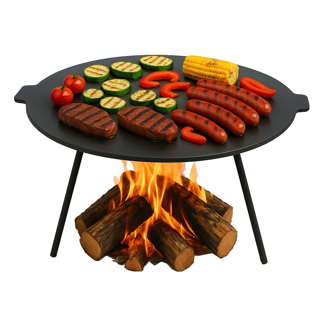 LARGE CAST IRON Plate Round 45cm Grill GRATE Fire Pit WOK CAST IRON Packaging status original