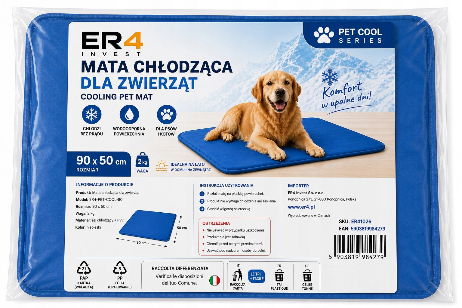 LARGE CAT DOG COOLING MAT BED THICK 2KG LARGE 90x50 cm FOLDING