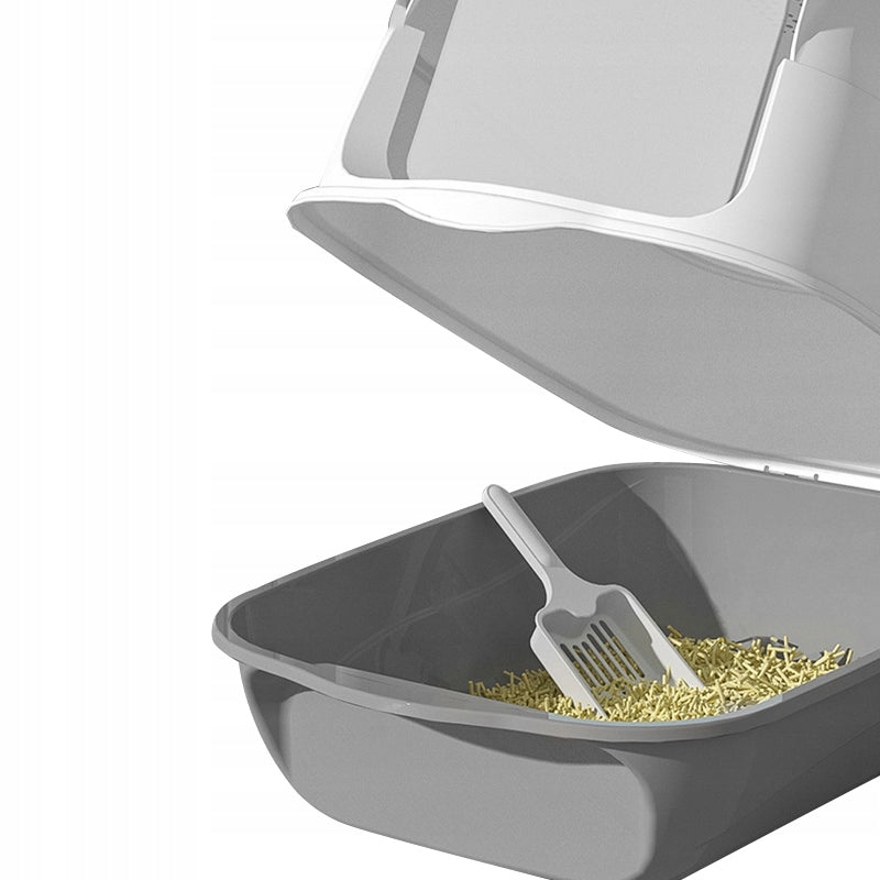 LARGE CAT LITTER BOX CLOSED WITH DOOR AND FRAGRANCE FILTER + SPATULA Color gray
