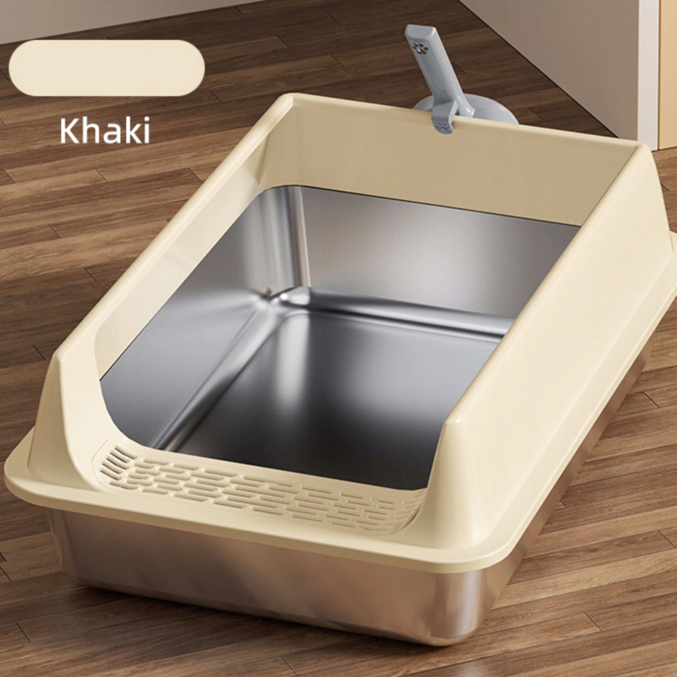 LARGE CAT LITTER BOX OPEN BEIGE XL 60x40 INCLUDED WITH SPATULA / SIEMIEC Brand SIEMIEC