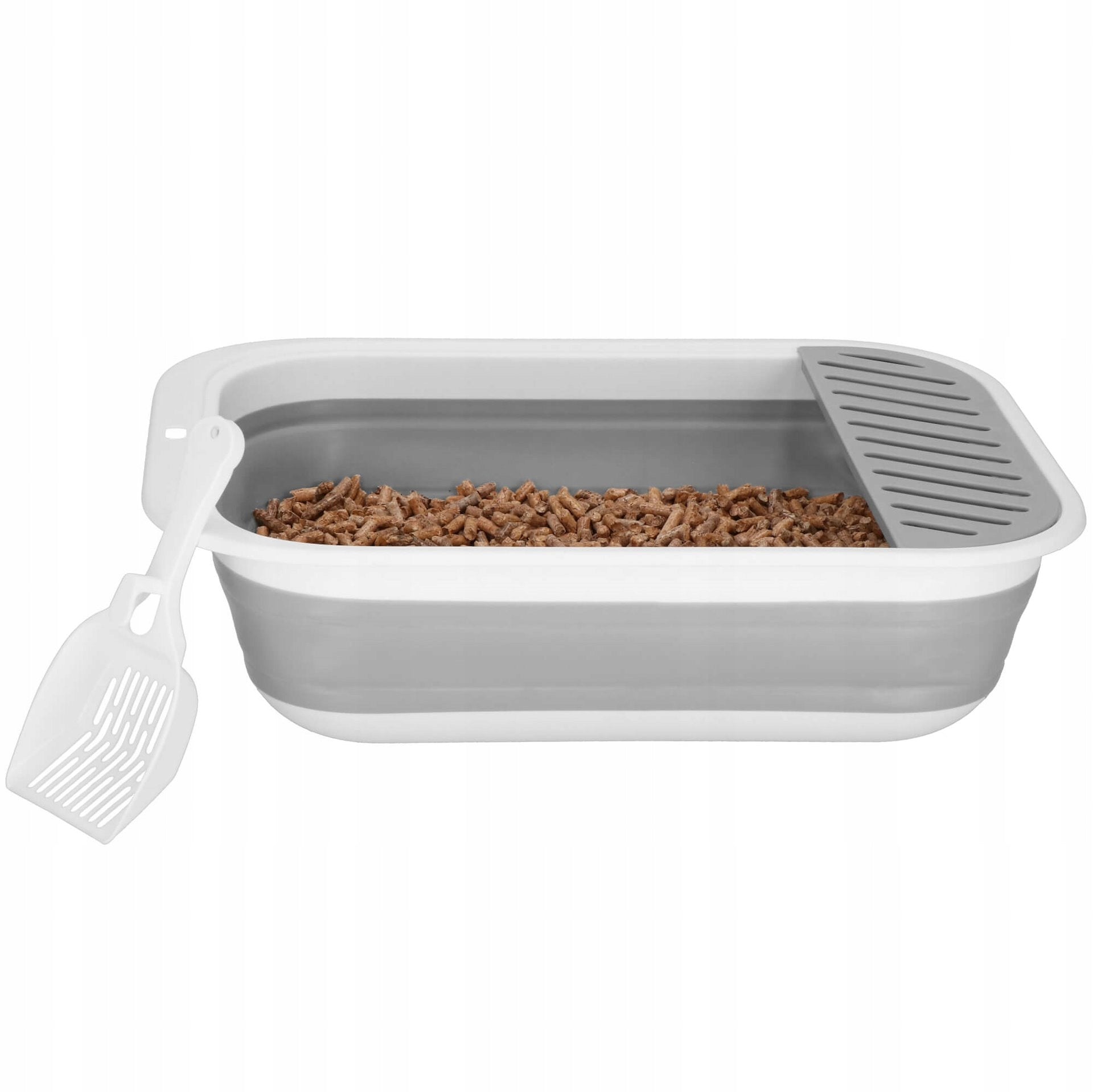 LARGE CAT LITTER BOX WITH FRAME 45x34cm FOLDING OPEN FOR LITTER XL + SHOVEL Kind open litter box