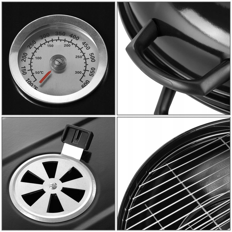 LARGE CHARCOAL GARDEN GRILL ON WHEELS WITH LID Type portable