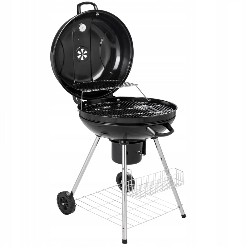 LARGE CHARCOAL GARDEN GRILL ON WHEELS WITH LID