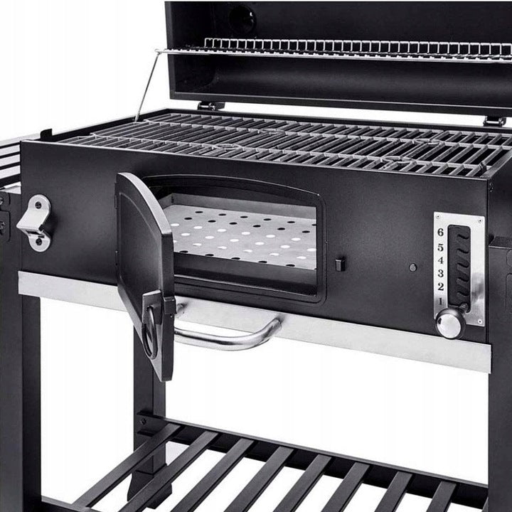 LARGE CHARCOAL GRILL EL FUEGO ONTARIO XXL GRATE CAST IRON CHIMNEY FOLDING SHELVES Grill depth 63 cm