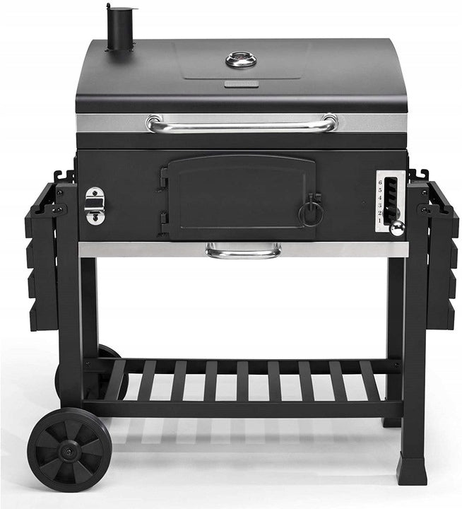 LARGE CHARCOAL GRILL EL FUEGO ONTARIO XXL GRATE CAST IRON CHIMNEY FOLDING SHELVES Manufacturer code AY0415