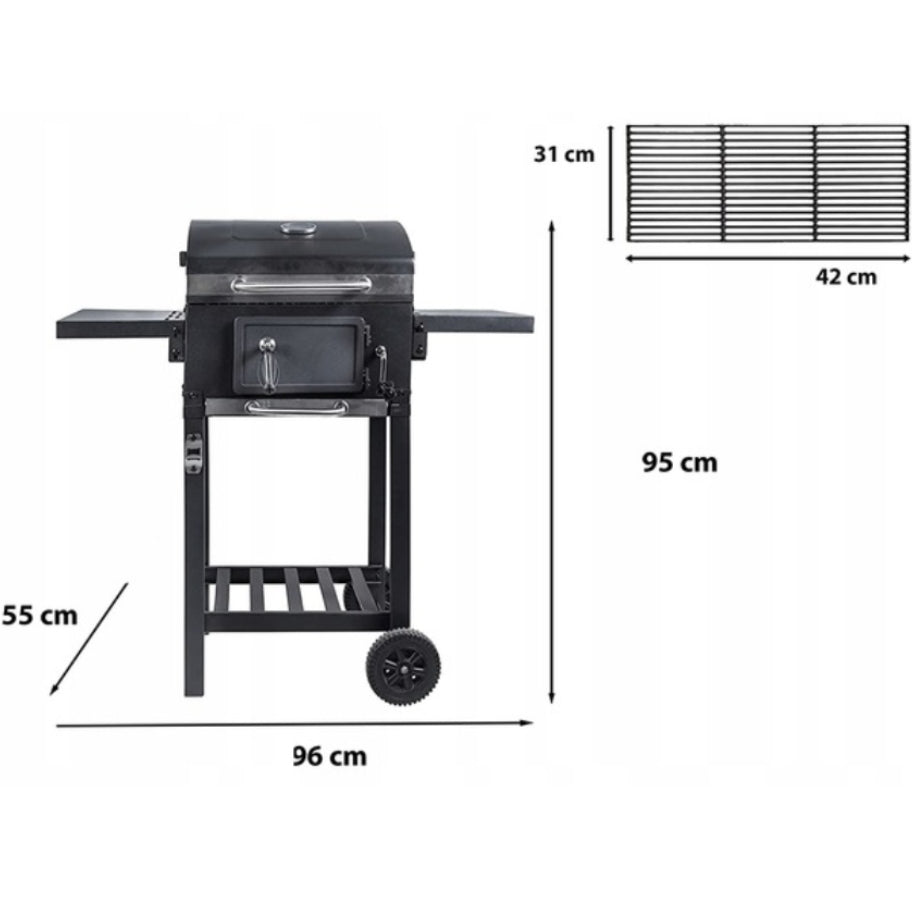 LARGE CHARCOAL GRILL WITH HALVES AND ASHTRAY Grate width 30 cm