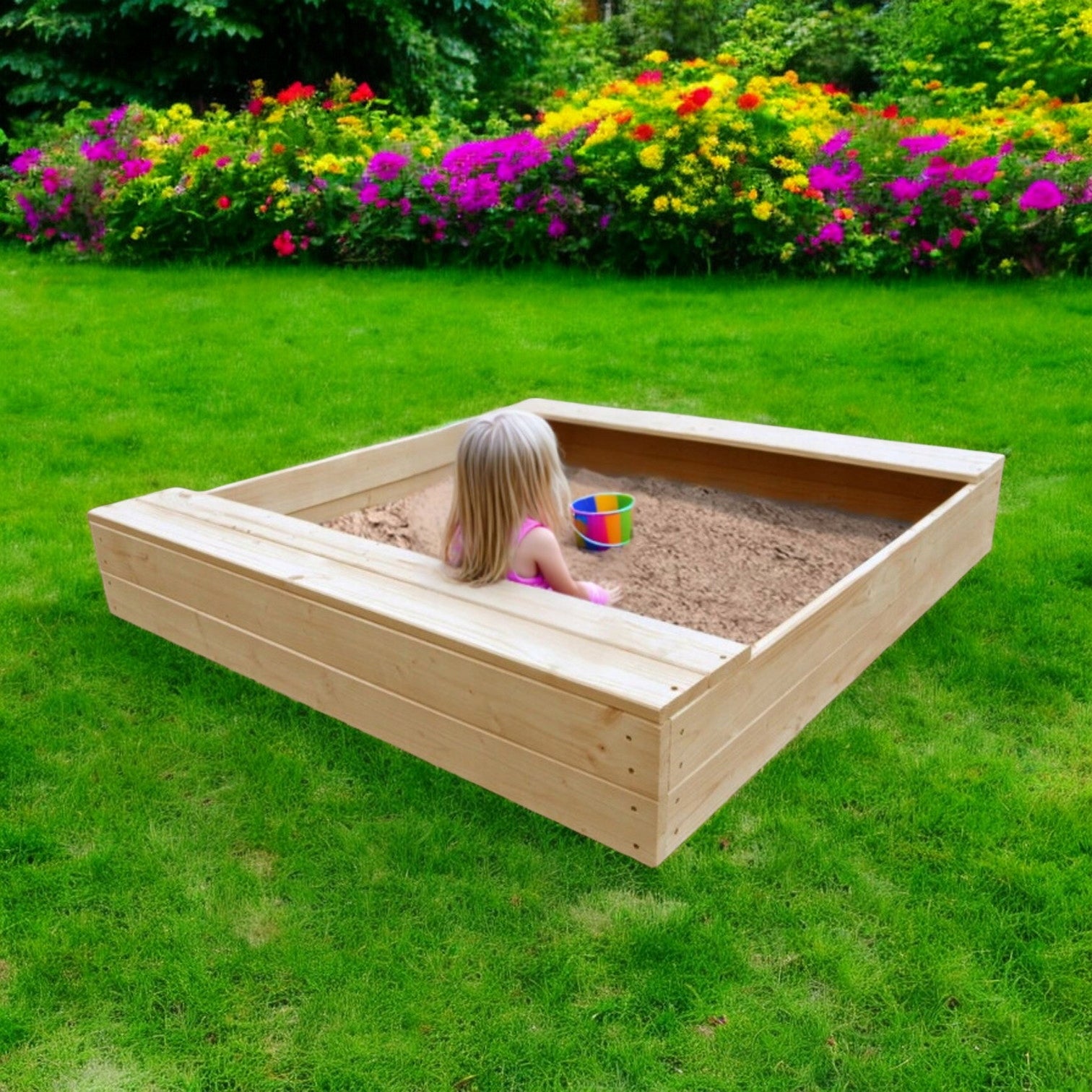 LARGE CHILDREN'S WOODEN SANDBOX + TARPAULIN POLISH MANUFACTURER Brand no brand