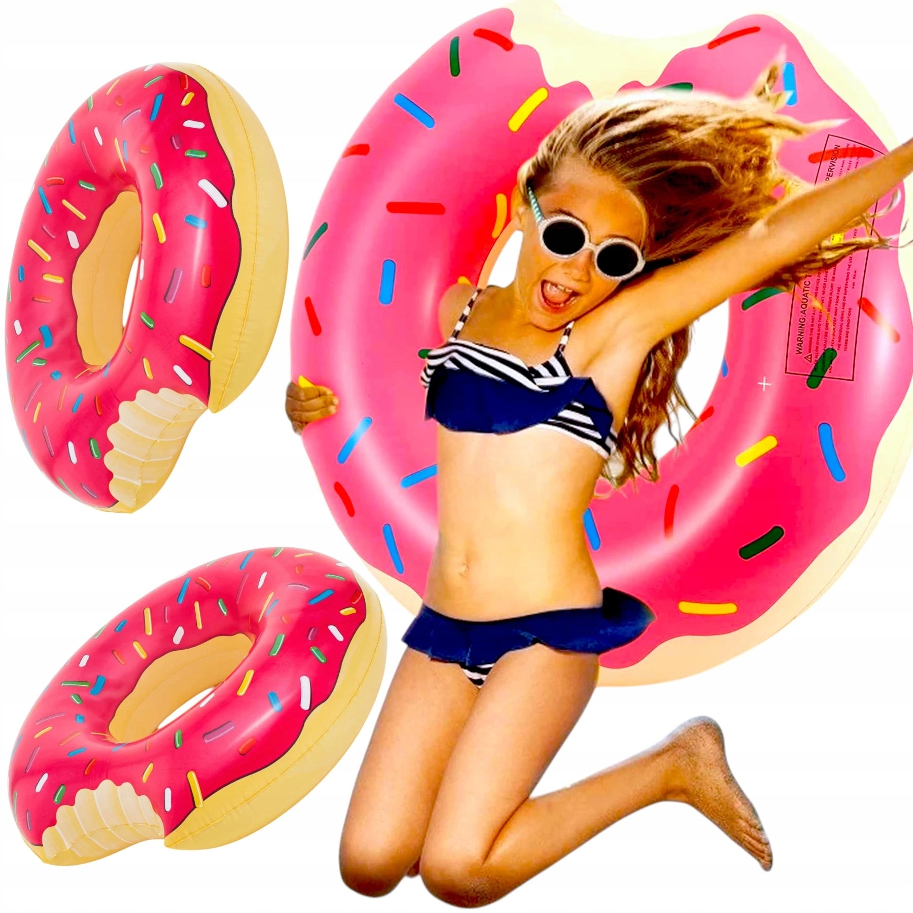 LARGE CIRCLE INFLATABLE DONUT FOR SWIMMING MATTRESS DONUT XXL 120 CM FOR CHILDREN Packaging status original