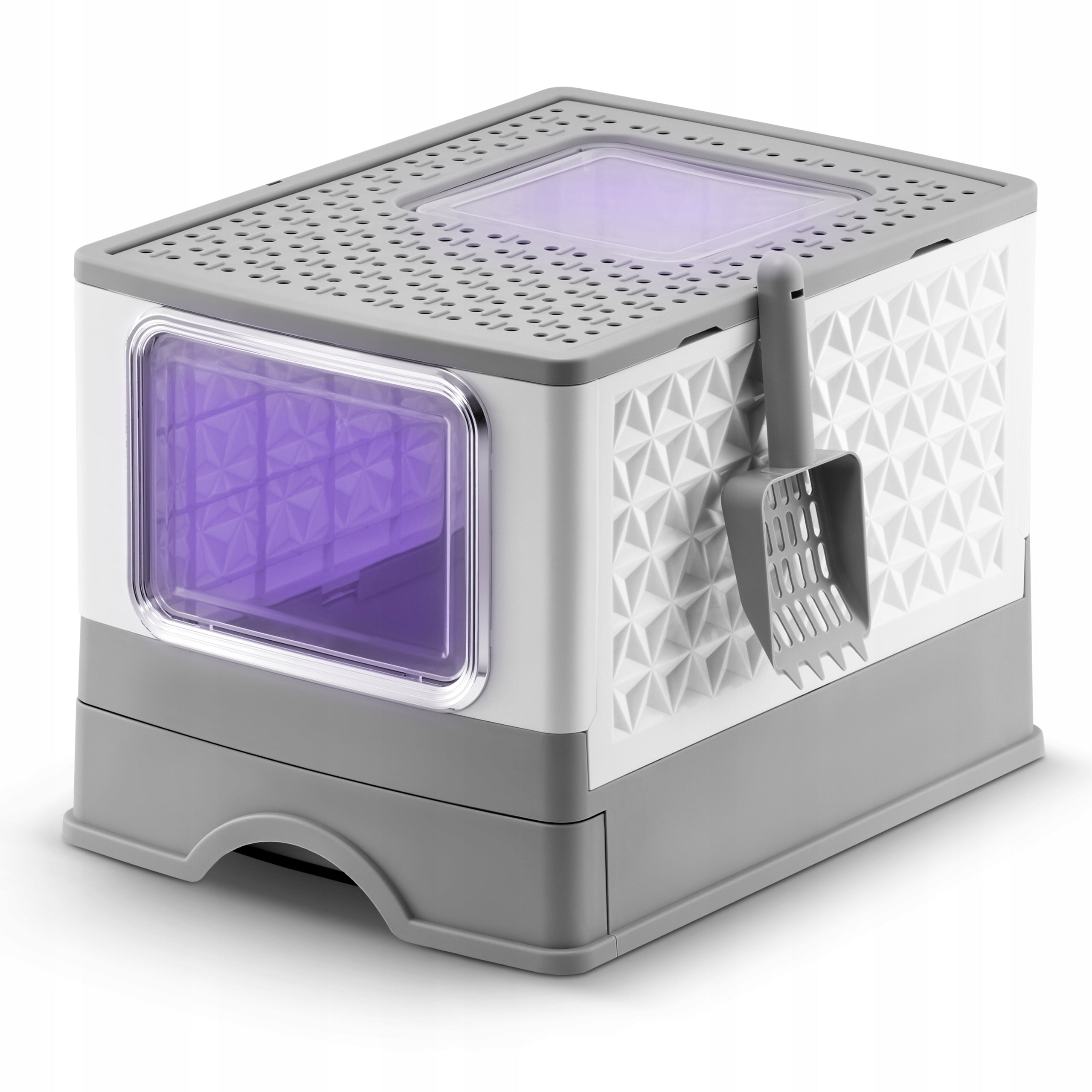 LARGE CLOSED CAT LITTER BOX WITH UV LAMP BACTERICIDAL DRAWER AND SPATULA