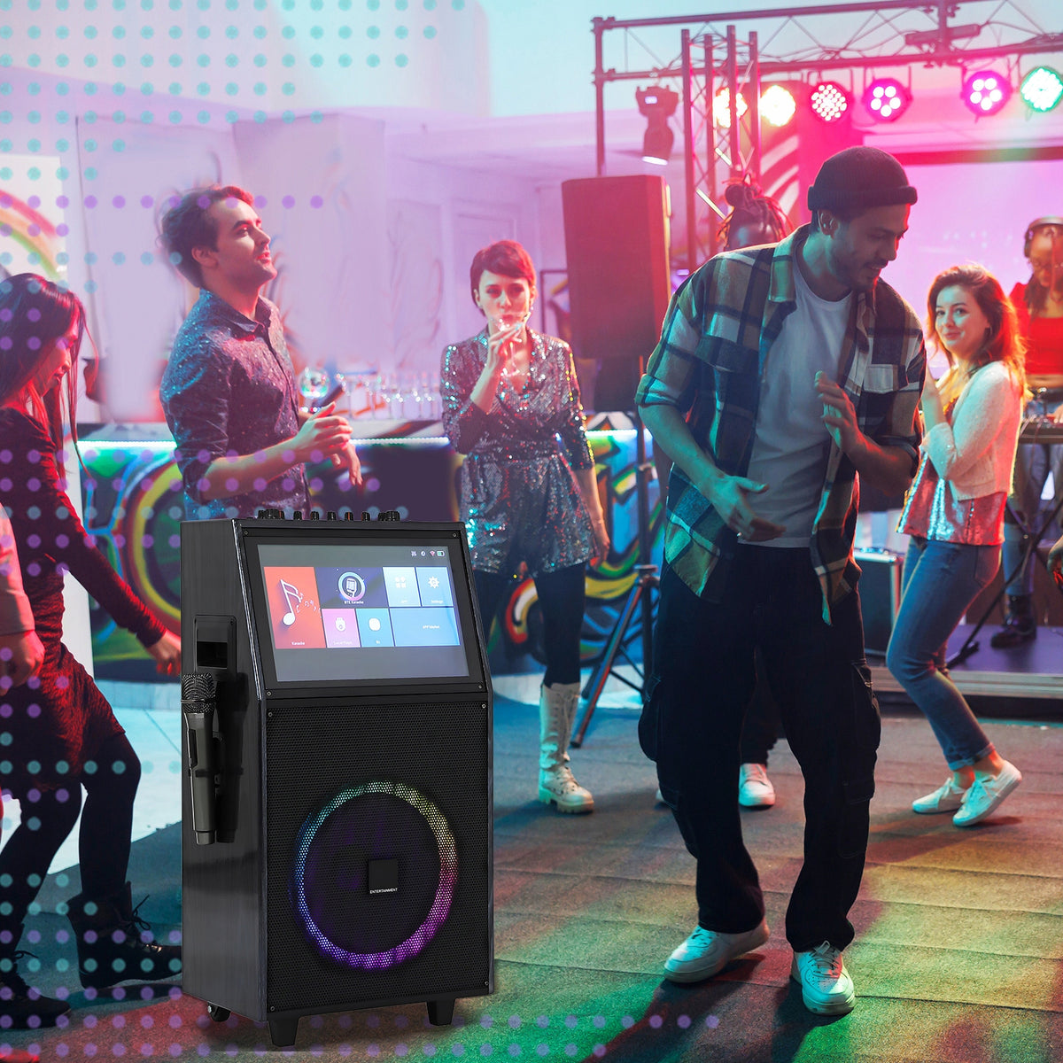 LARGE COLUMN PORTABLE SPEAKER KARAOKE BLUETOOTH USB MICROPHONE Brand no brand