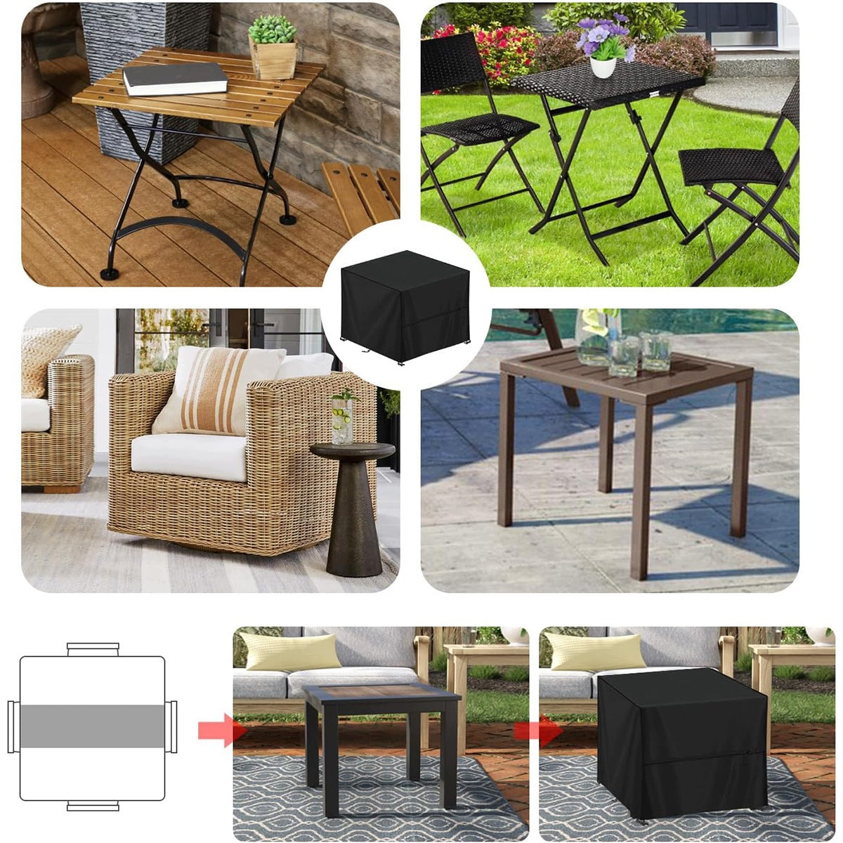 LARGE COVER FOR TERRACE FURNITURE 100x100x80 – WITH STORAGE BAG Length 100 cm
