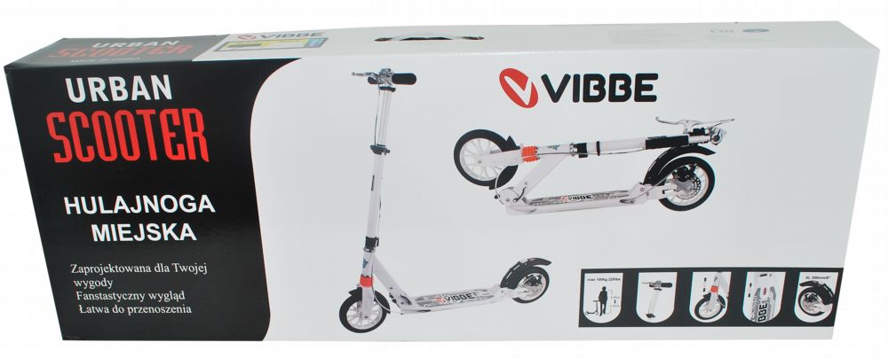 LARGE City Scooter VIBBE 200mm disc brake shock absorber folding Brand Vibbe