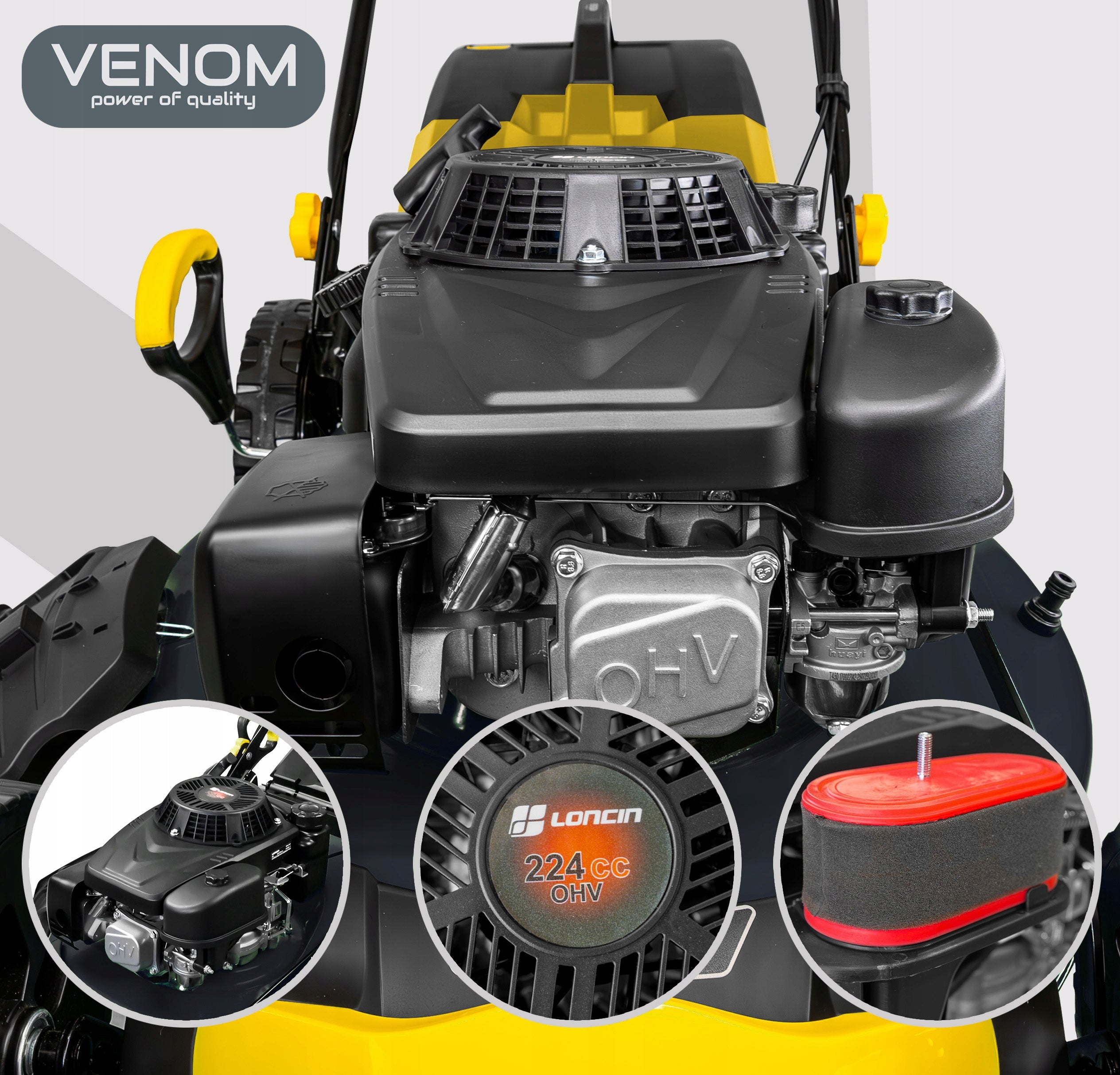 LARGE DIESEL MOWER VENOM EL. START 56CM WITH DRIVE POWERFUL LONCIN 224cc Brand Venom