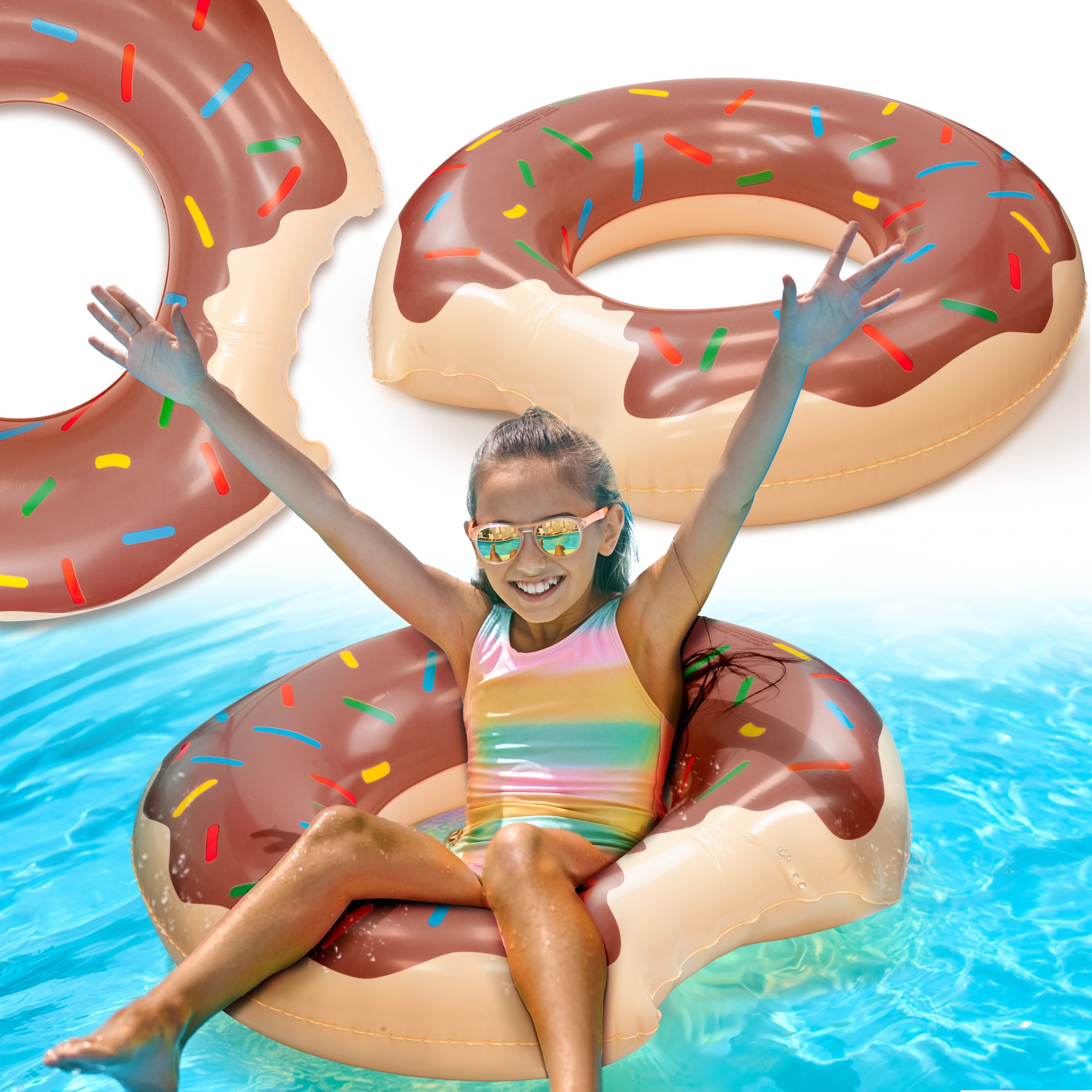 LARGE DONUT INFLATABLE SWIMMING WHEEL COLORFUL MATTRESS OVER THE RIVER WATER Model DONUT DMUCHANE KOŁO DO PŁYWANIA