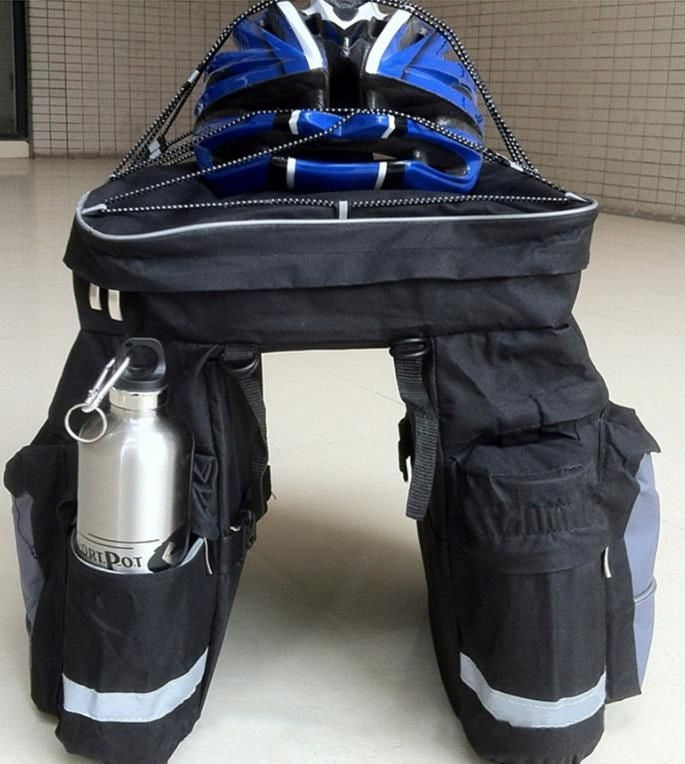 LARGE DOUBLE BICYCLE BAG REAR PANNIER FOR TRUNK 75L XXL Kind rear