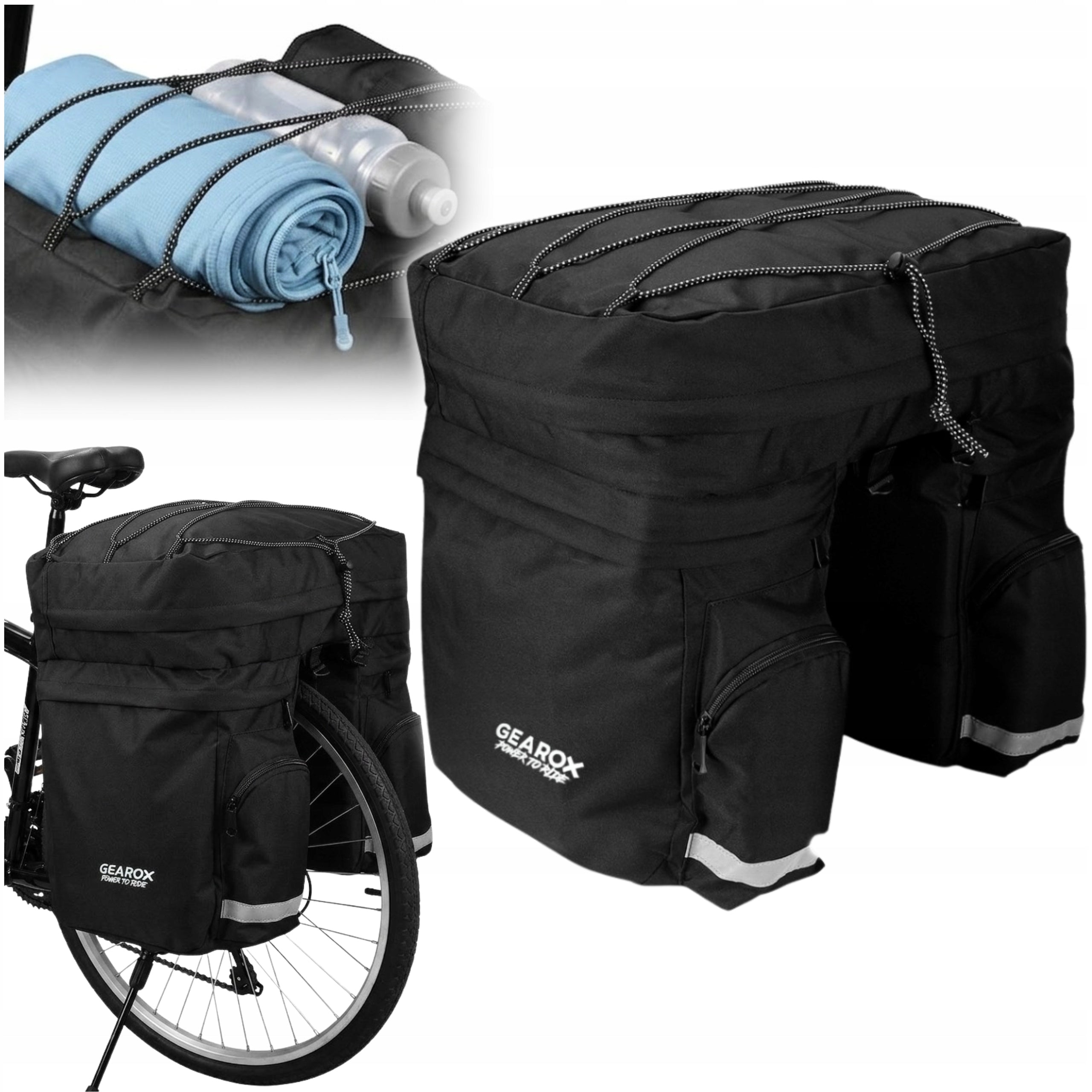 LARGE DOUBLE POUCH REAR BICYCLE TRAVEL BAG FOR TRUNK 60L ROOMY