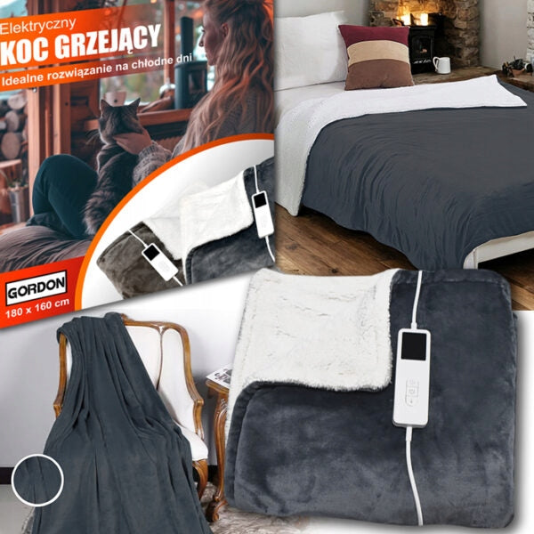 LARGE ELECTRIC BLANKET HEATING FLUFFY SOFT HEATING MAT 180 X 160 Color gray