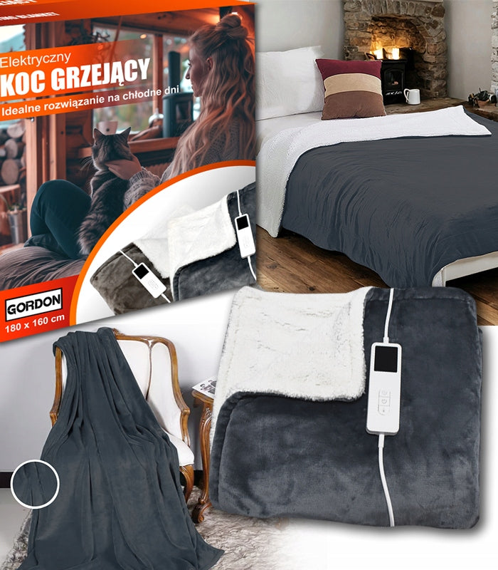 LARGE ELECTRIC BLANKET HEATING FLUFFY SOFT HEATING MAT 180 X 160 REMOTE CONTROL