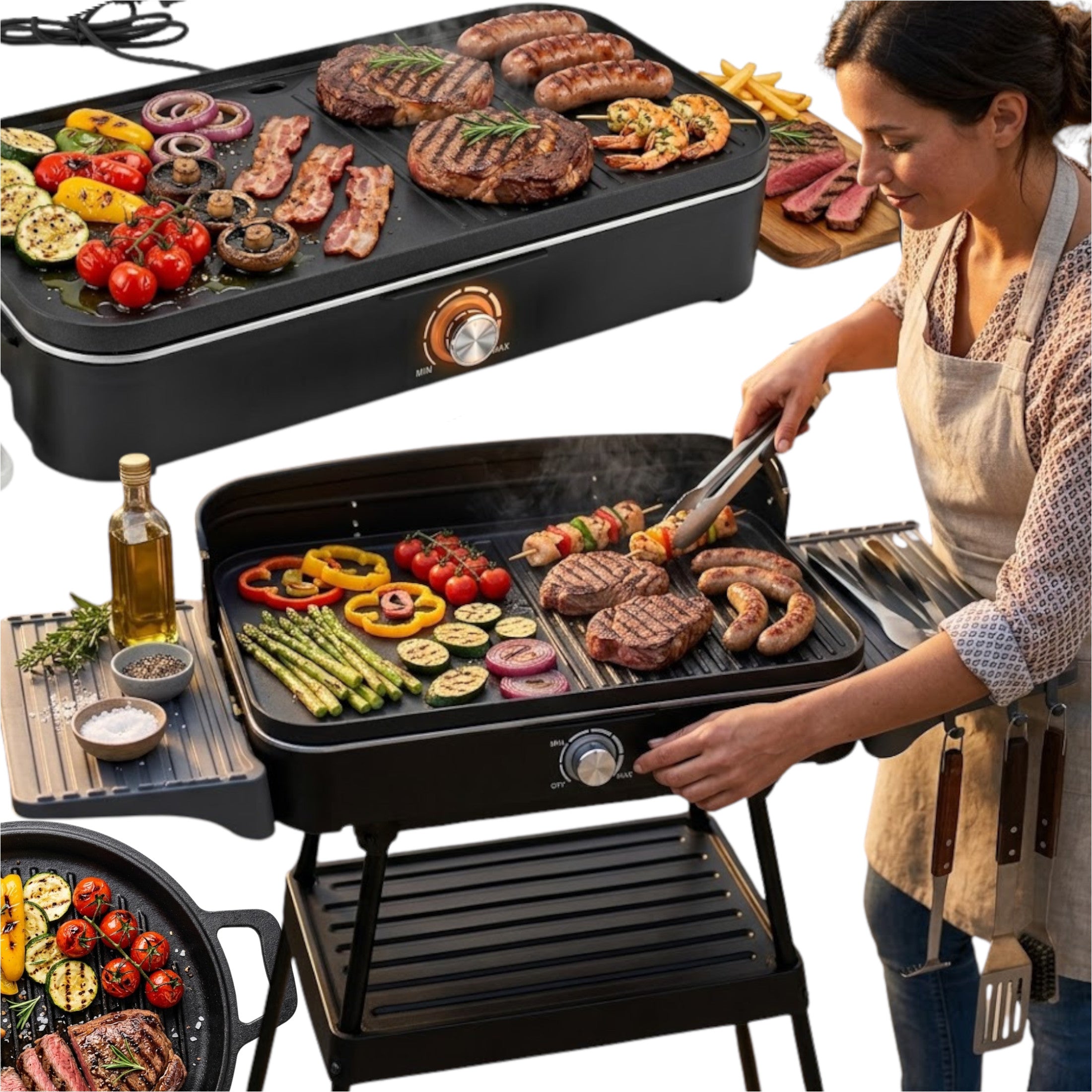 LARGE ELECTRIC GRILL GARDEN AND KITCHEN Grate Detachable FROM RACK XL