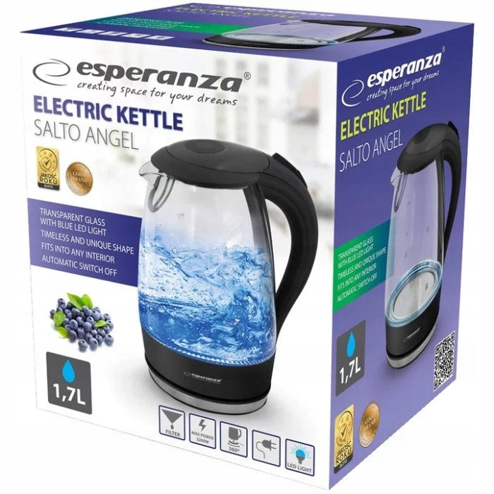 LARGE ELECTRIC KETTLE WIRELESS GLASS LED Manufacturer code Czajnik elektryczny szklany przeźroczysty 23