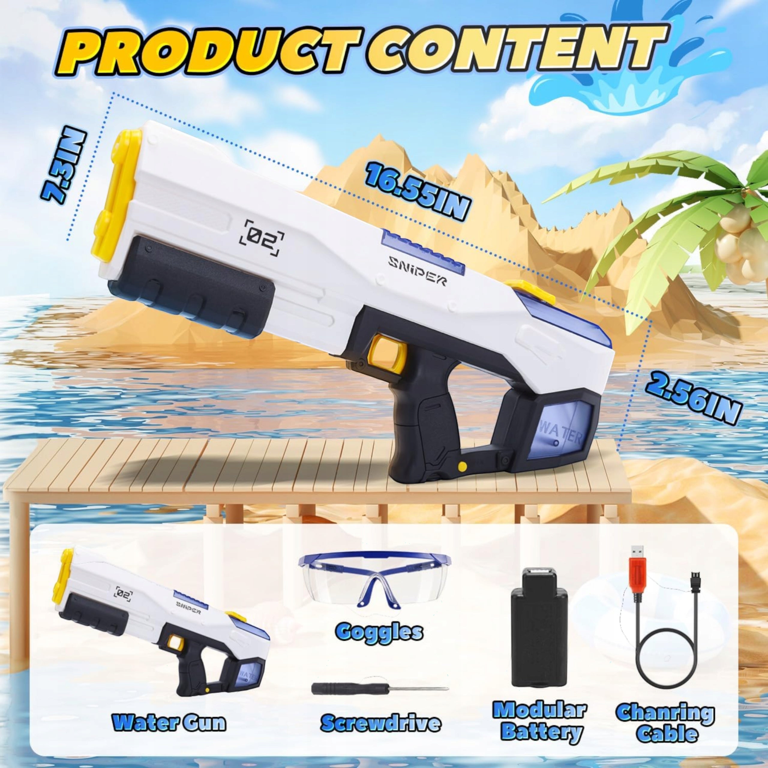 LARGE ELECTRIC WATER GUN AUTOMATIC WATER INTAKE RANGE 12M Manufacturer code AUTOMATYCZNE POBIERANIE WODY DZIECI WODNY