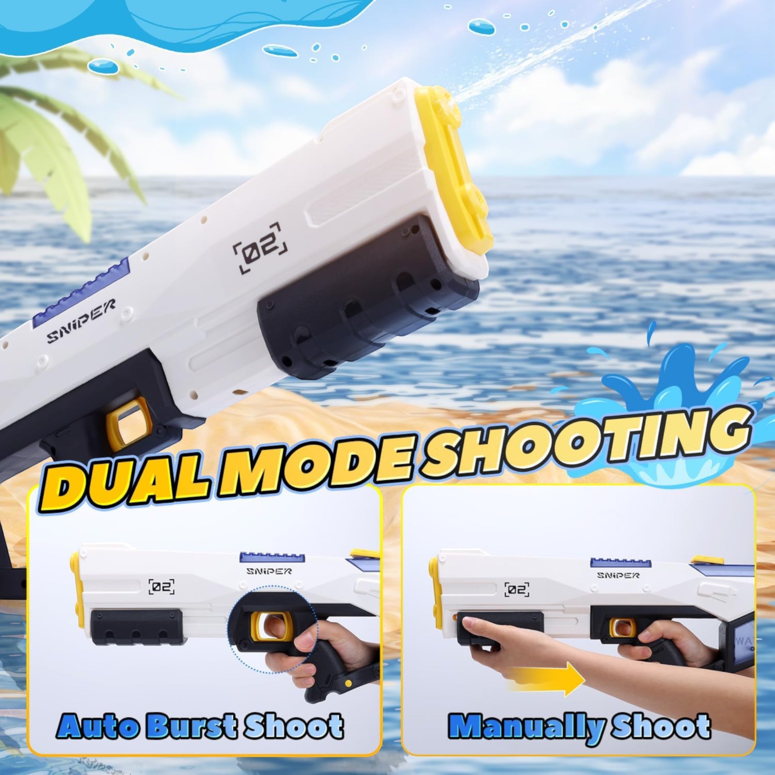 LARGE ELECTRIC WATER GUN AUTOMATIC WATER INTAKE RANGE 12M Packaging status original