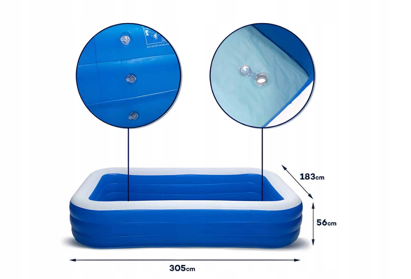 LARGE FAMILY INFLATABLE GARDEN POOL FOR KIDS FOR GARDEN 305 x 183 CM XXL Volume 1700 l