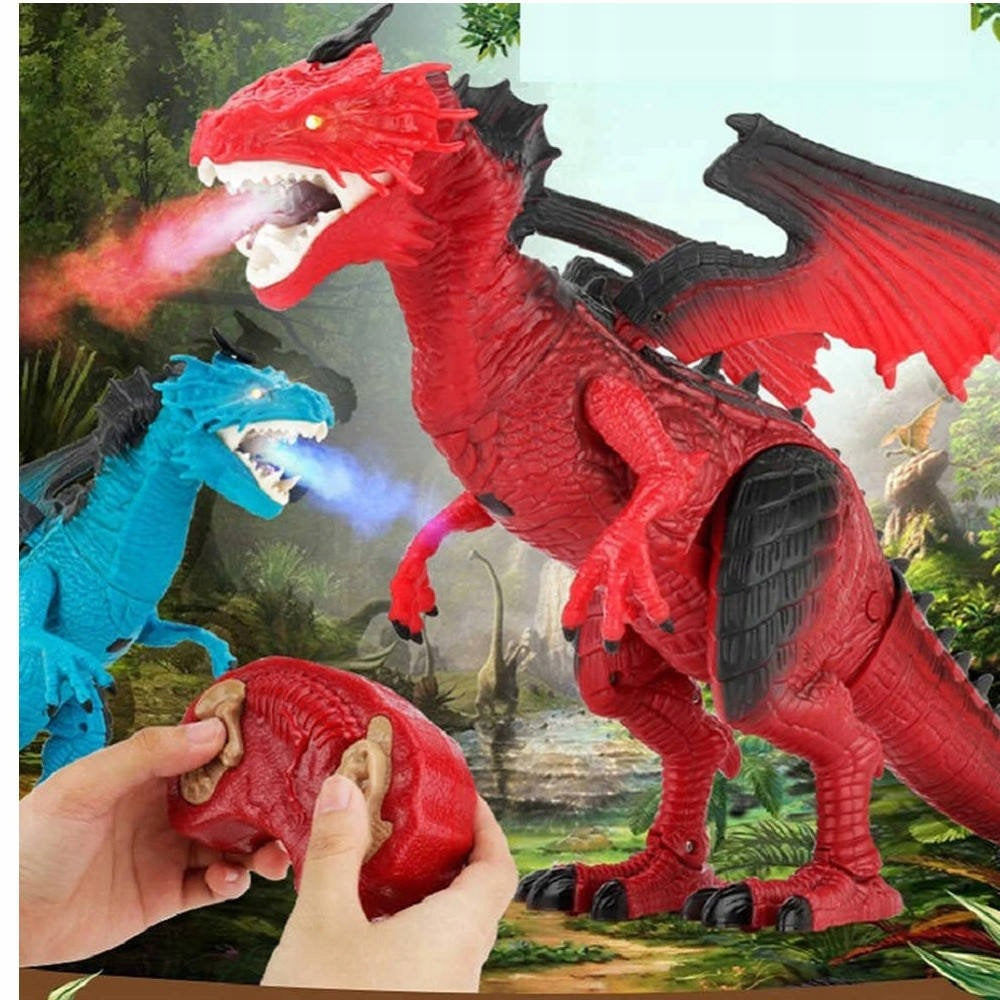 LARGE FIRE-BREATHING DRAGON DINOSAUR CONTROLLED PILOT ROARS WALKS WITH STEAM Brand HollaKids