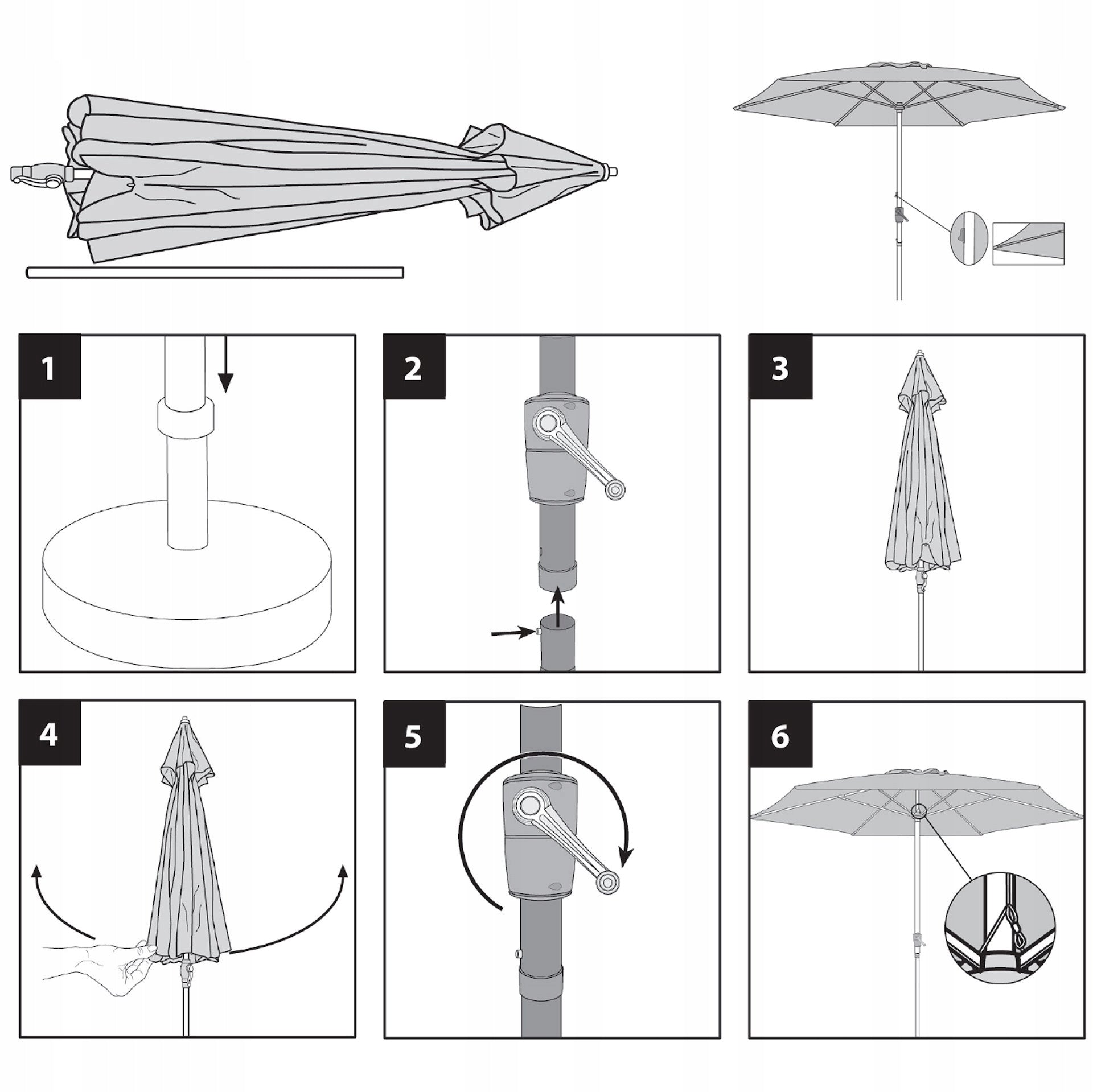 LARGE FOLDABLE GARDEN UMBRELLA, GREEN, BROKEN, STRONG, 260 cm, WITH A CRANK, SOLID Manufacturer Springos