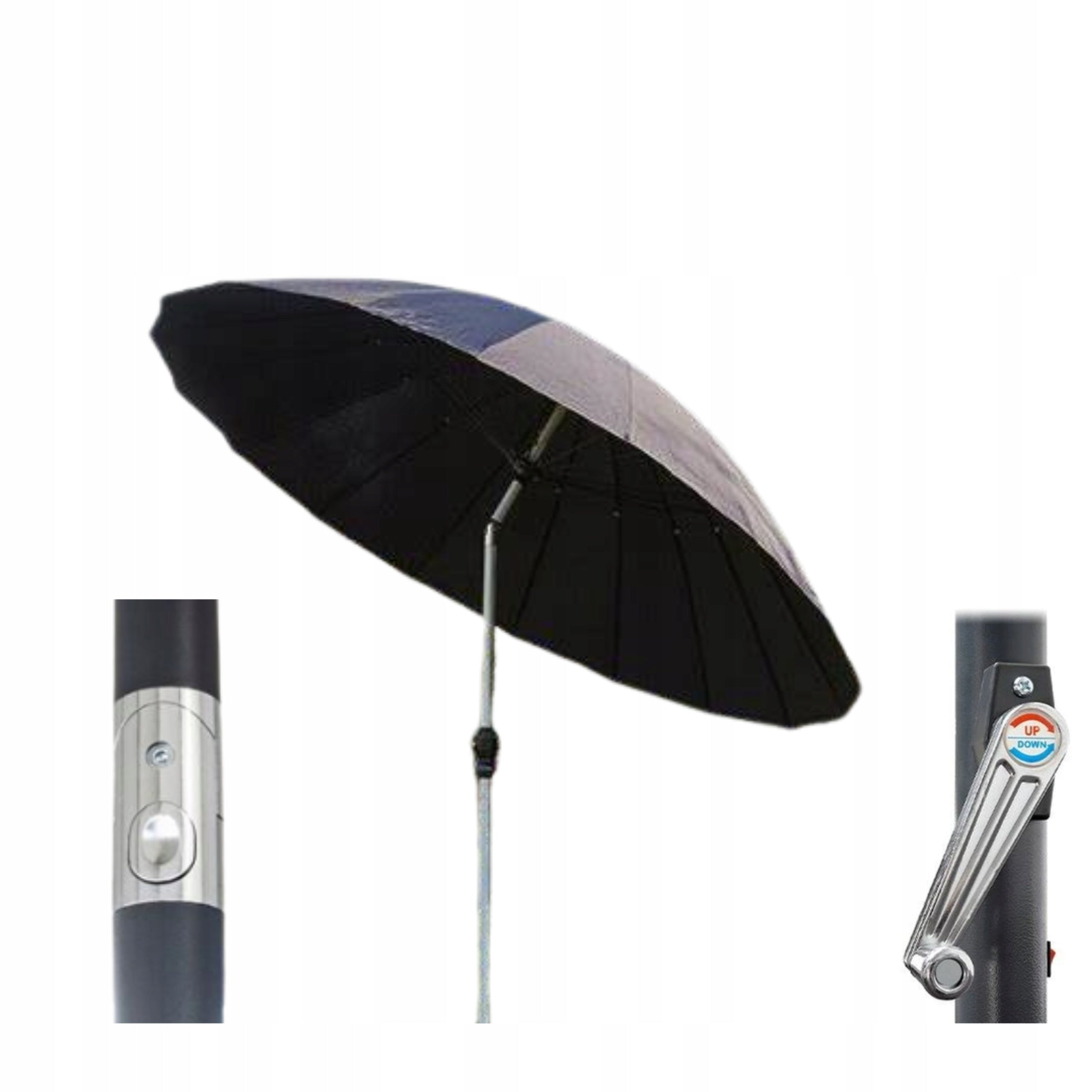 LARGE FOLDING ADJUSTABLE GARDEN UMBRELLA BALCONY TERRACE BLACK BROKEN 270CM Product weight with unit packaging 5.53 kg