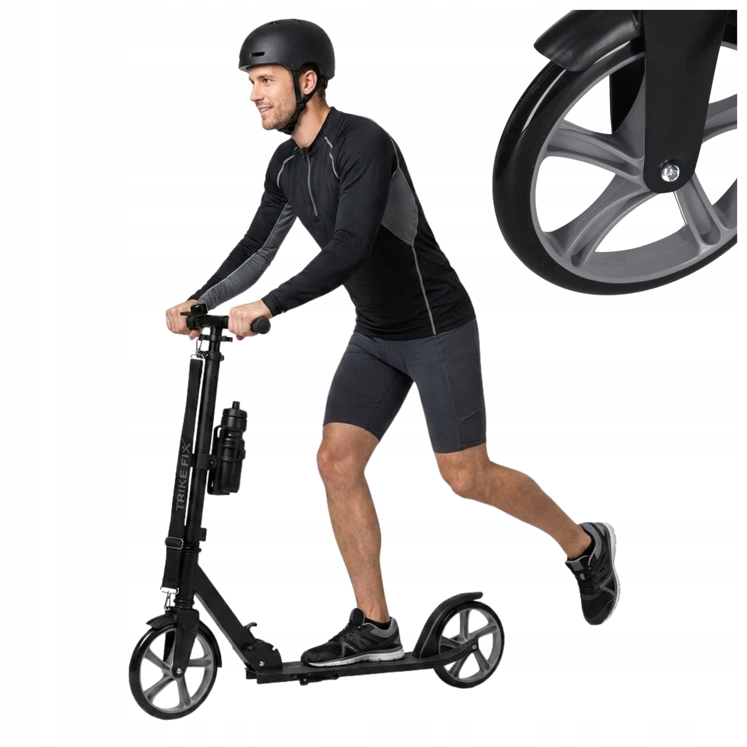LARGE FOLDING CITY SCOOTER TWO-WHEELED FOR CHILDREN AND ADULTS GREY