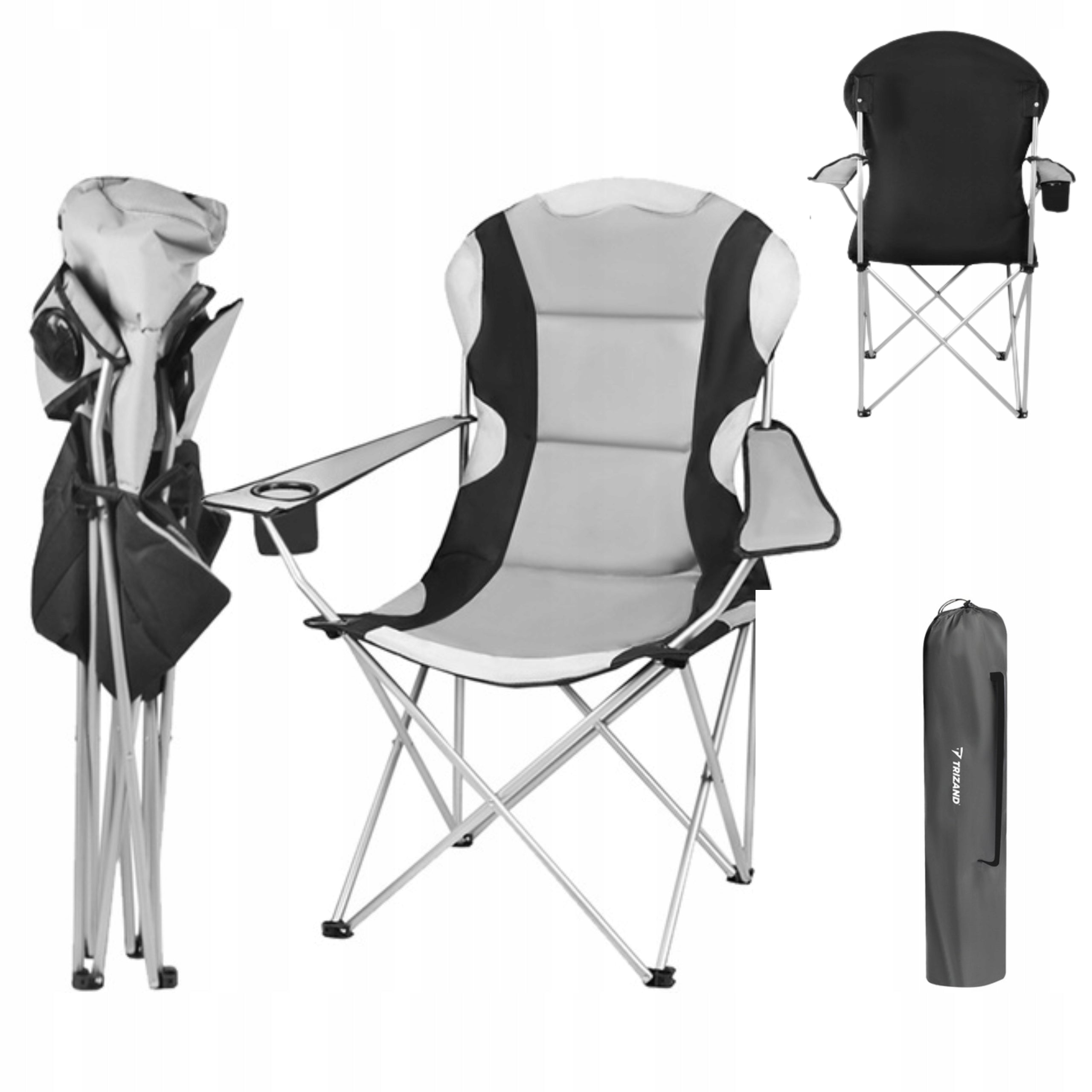 LARGE FOLDING FISHING HIKING CHAIR IDEAL FOR FISHING CAMPING GREY