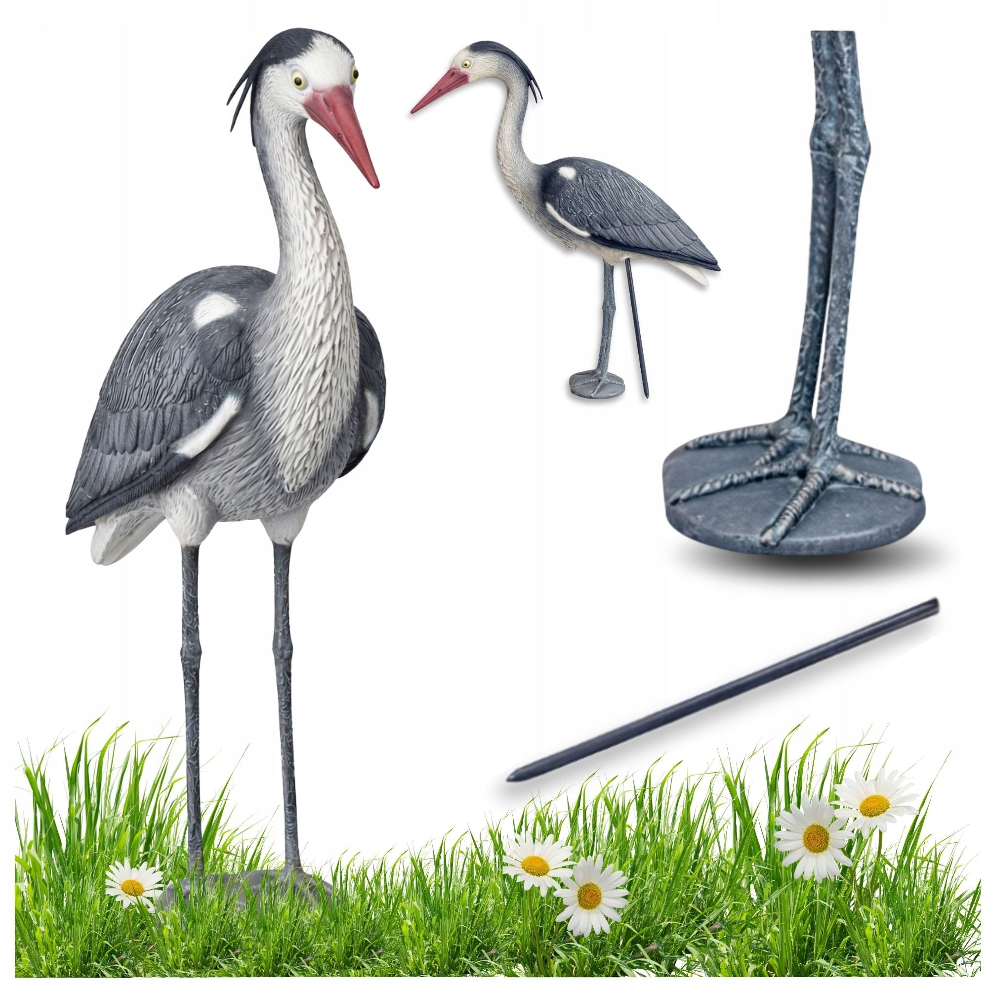 LARGE GARDEN FIGURINE FIGURE DECORATION FOR GARDEN LIKE A LIVING HERON STANDING XL