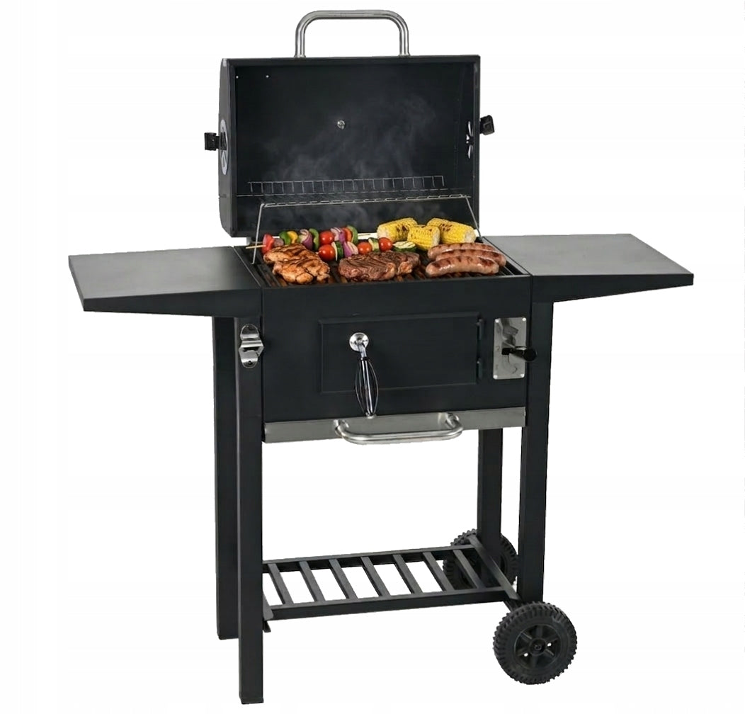 LARGE GARDEN GRILL LANDGRAF + SHELVES + ASHTRAY + CAST IRON GRATE Grate length 43 cm