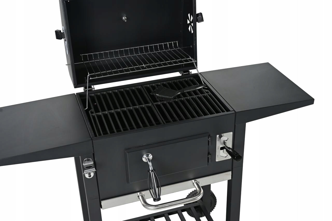 LARGE GARDEN GRILL LANDGRAF + SHELVES + ASHTRAY + CAST IRON GRATE Type portable