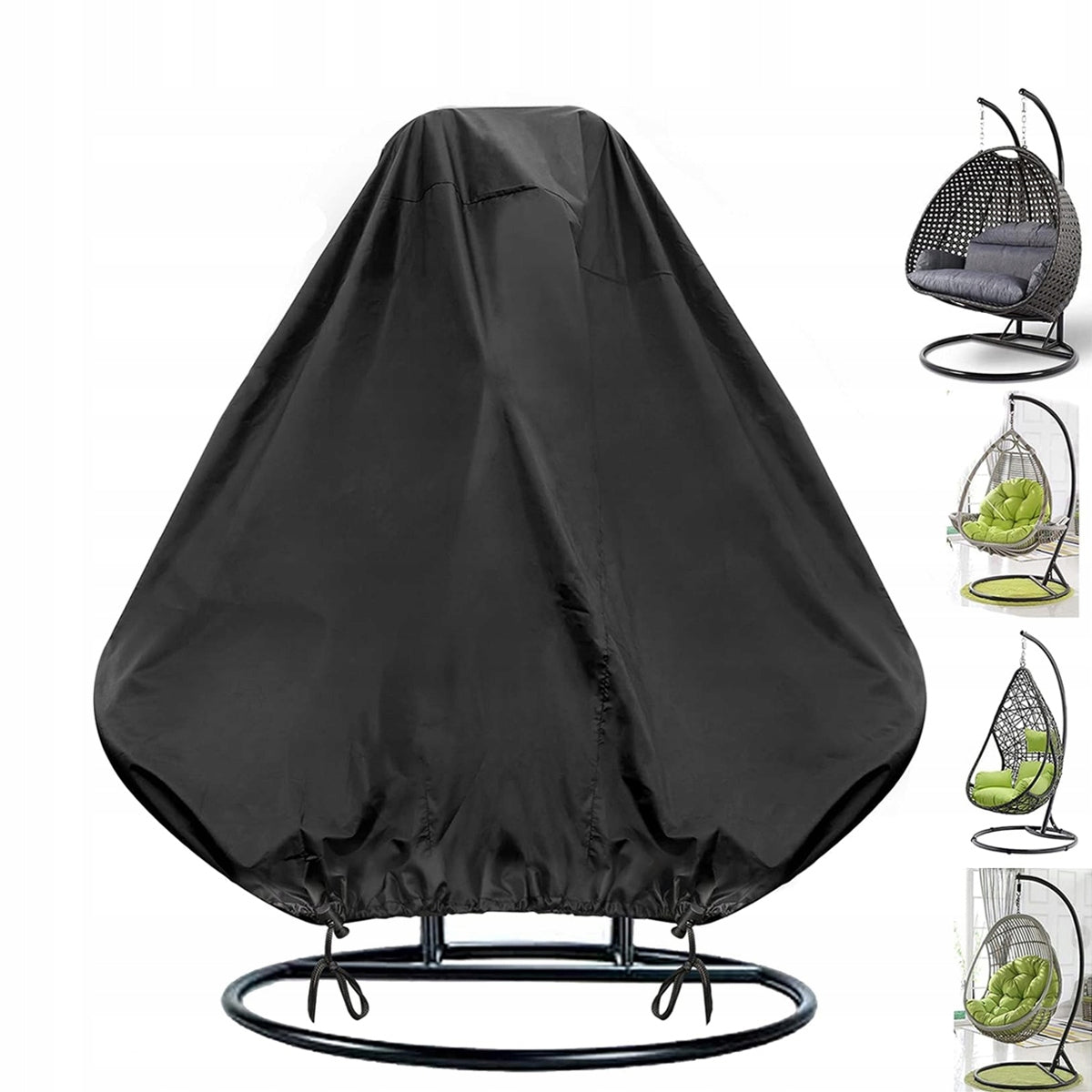 LARGE GARDEN HANGING CHAIR COVER DOUBLE COCOON SWING BLACK Length 230 cm