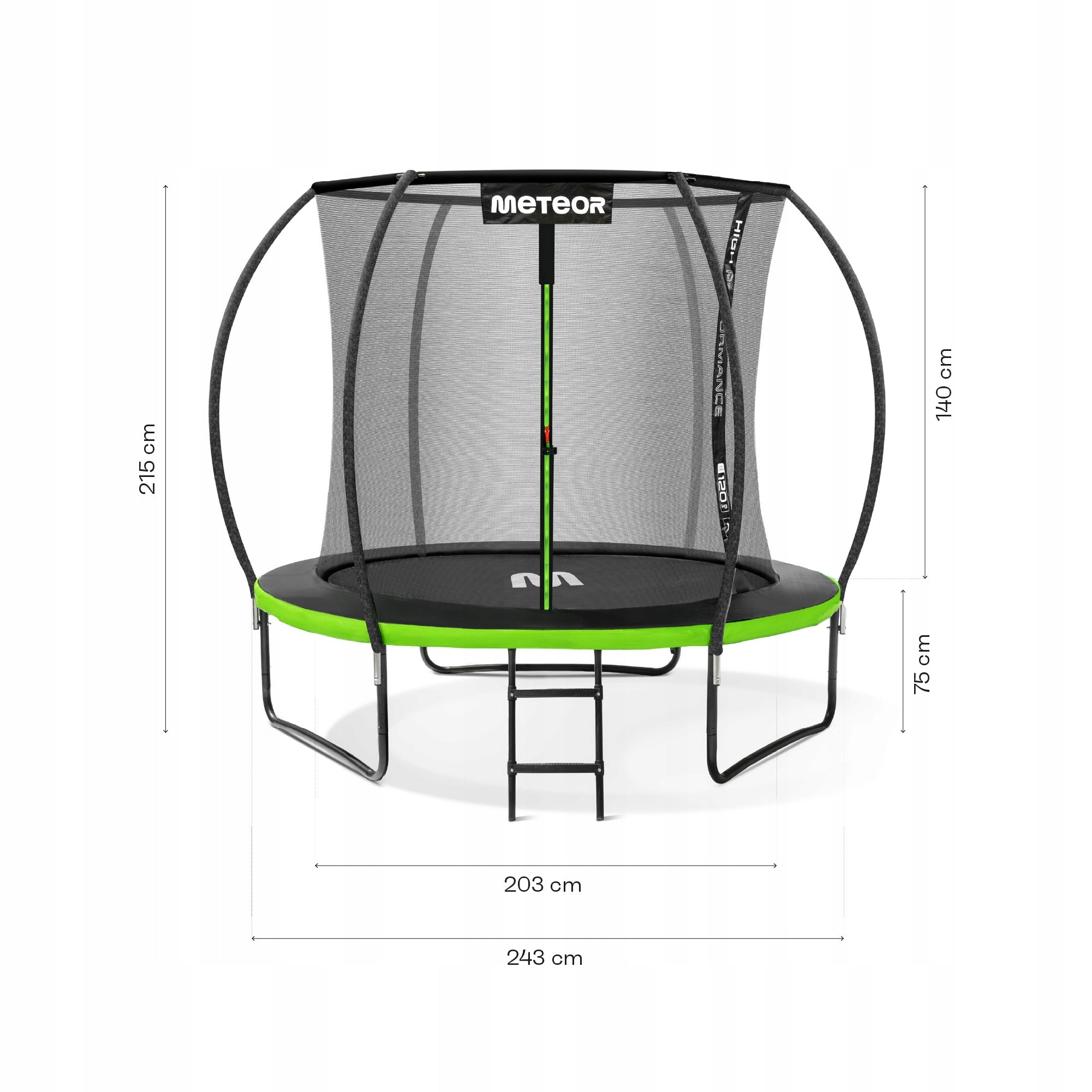LARGE GARDEN TRAMPOLINE FOR CHILDREN AND ADULTS METEOR 8ft 243cm with mesh EAN (GTIN) 5900724070783