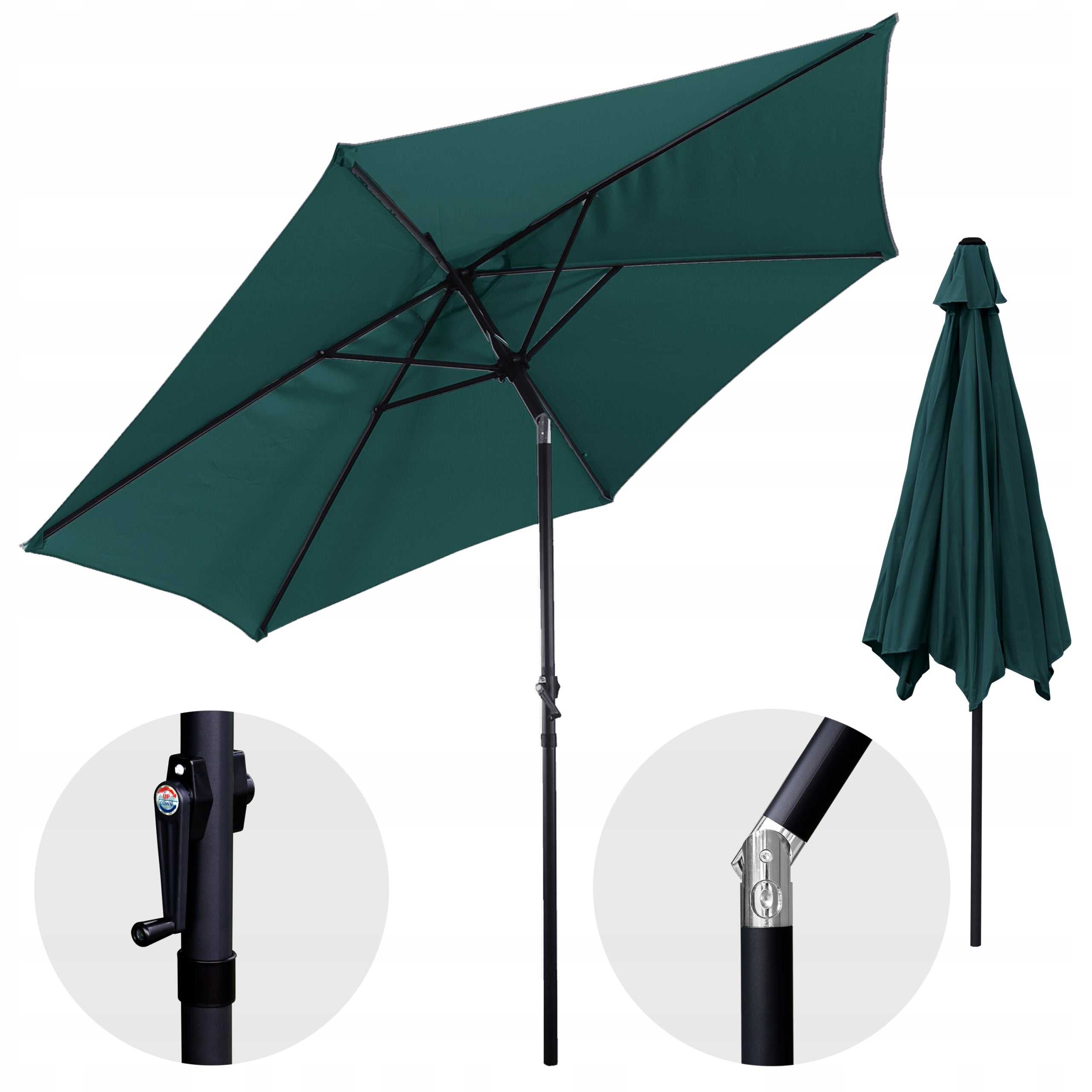 LARGE GARDEN UMBRELLA 300 CM FOLDABLE ADJUSTABLE SOLID BROKEN WITH CRANK