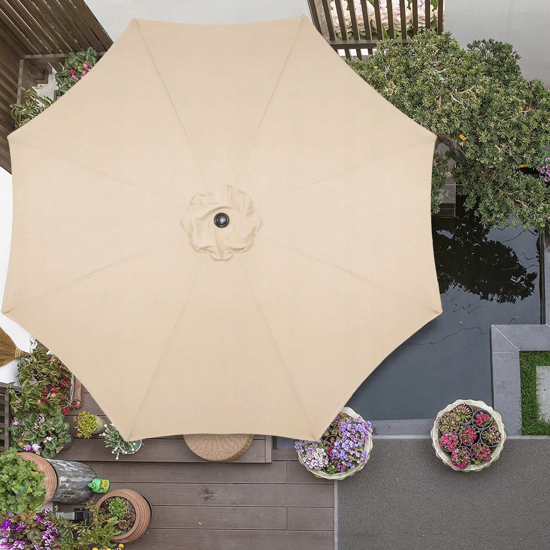LARGE GARDEN UMBRELLA FOLDING BROKEN STRONG 300cm WITH CRANK SOLID Kind classic