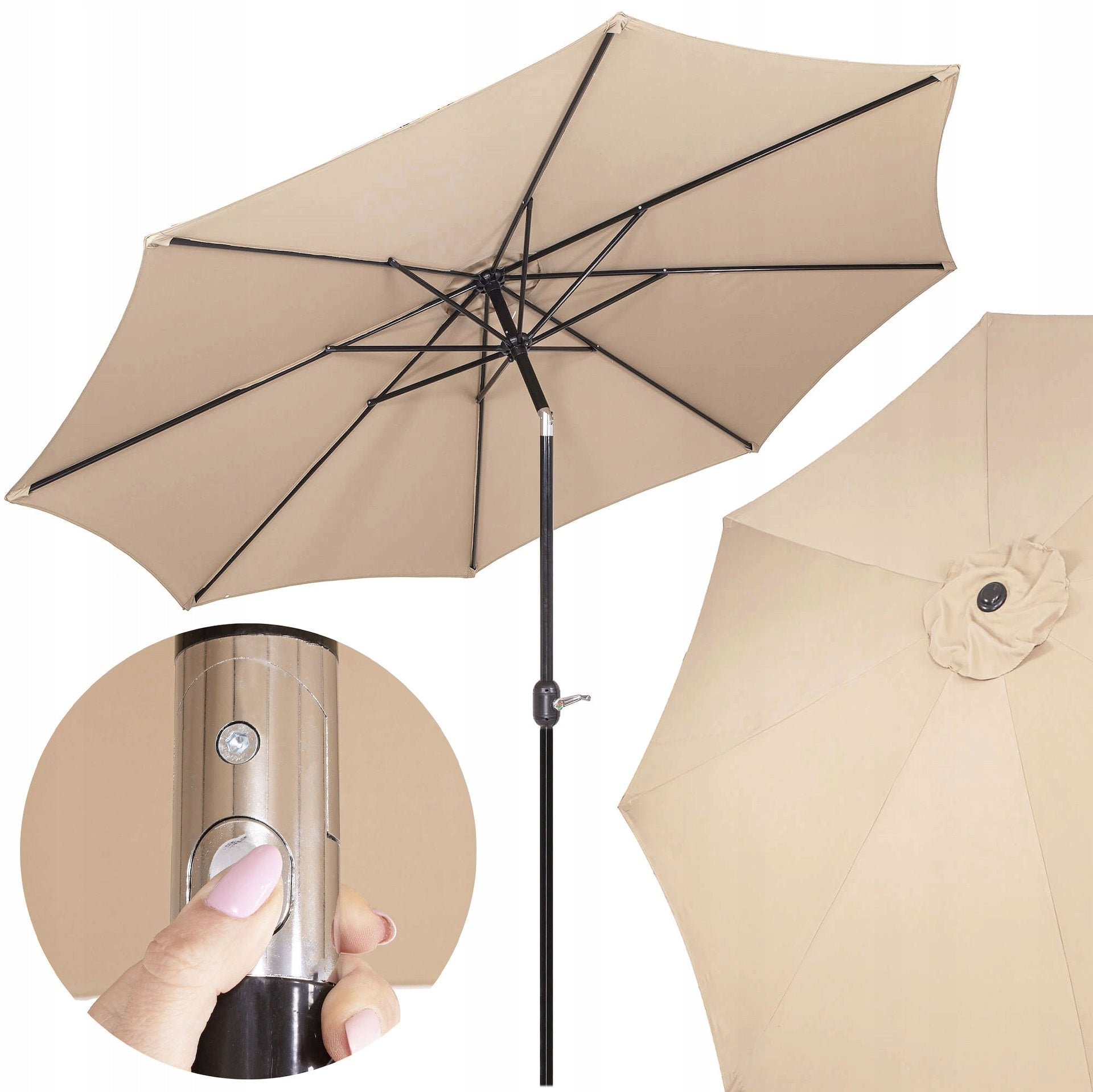 LARGE GARDEN UMBRELLA FOLDING BROKEN STRONG 300cm WITH CRANK SOLID Manufacturer code GU0036