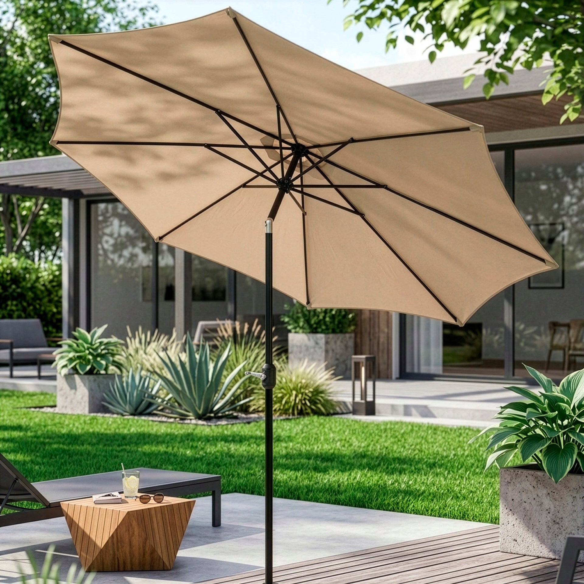 LARGE GARDEN UMBRELLA FOLDING BROKEN STRONG 300cm WITH CRANK SOLID Packaging status original