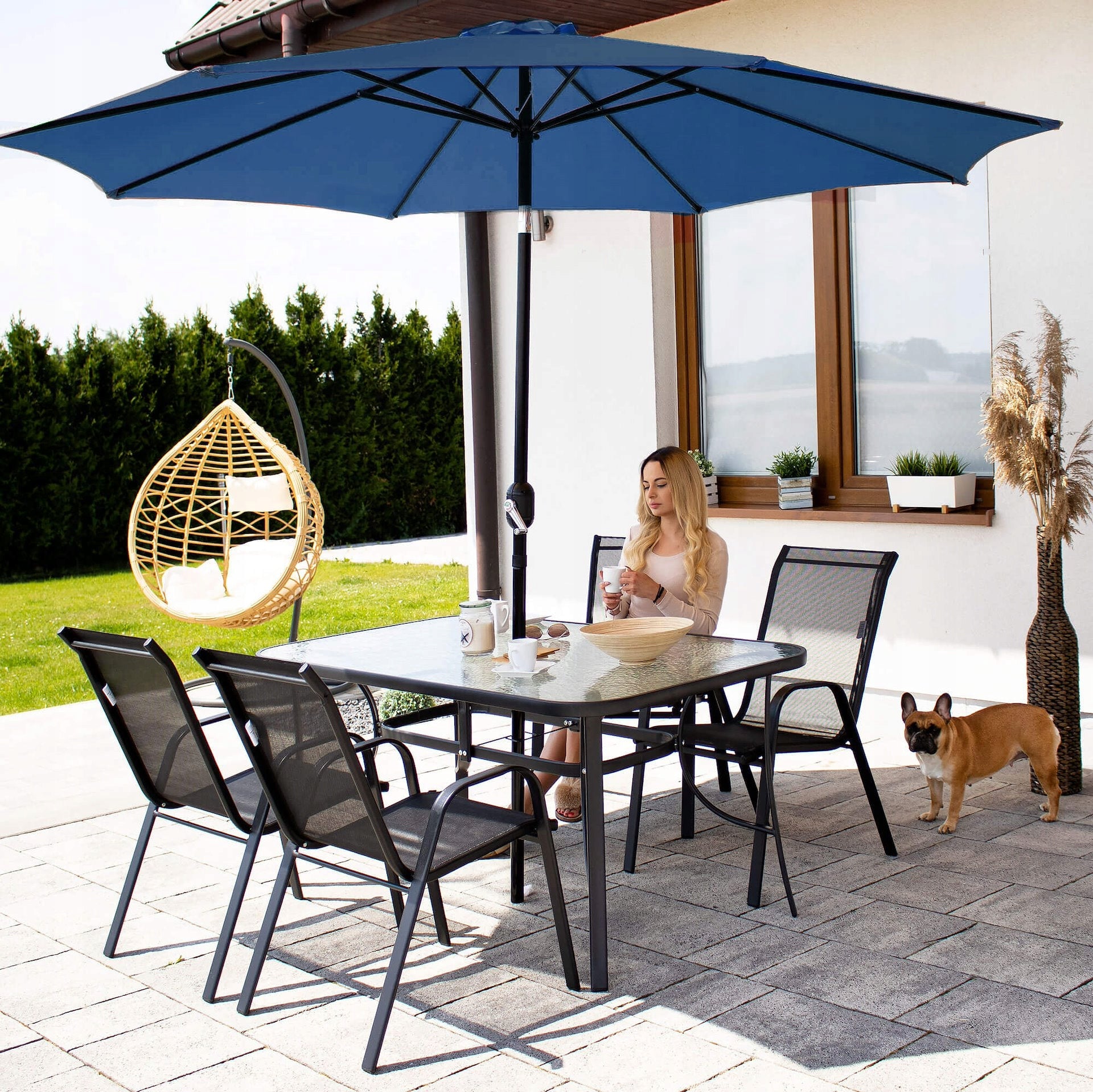 LARGE GARDEN UMBRELLA FOLDING GARNET BROKEN STRONG 300cm WITH CRANK SOLID Manufacturer Springos