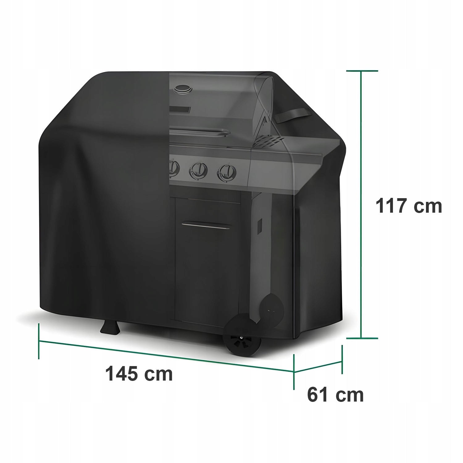 LARGE GAS GRILL COVER GRILL WATERPROOF 145 x 61 x 117 CM Packaging status original