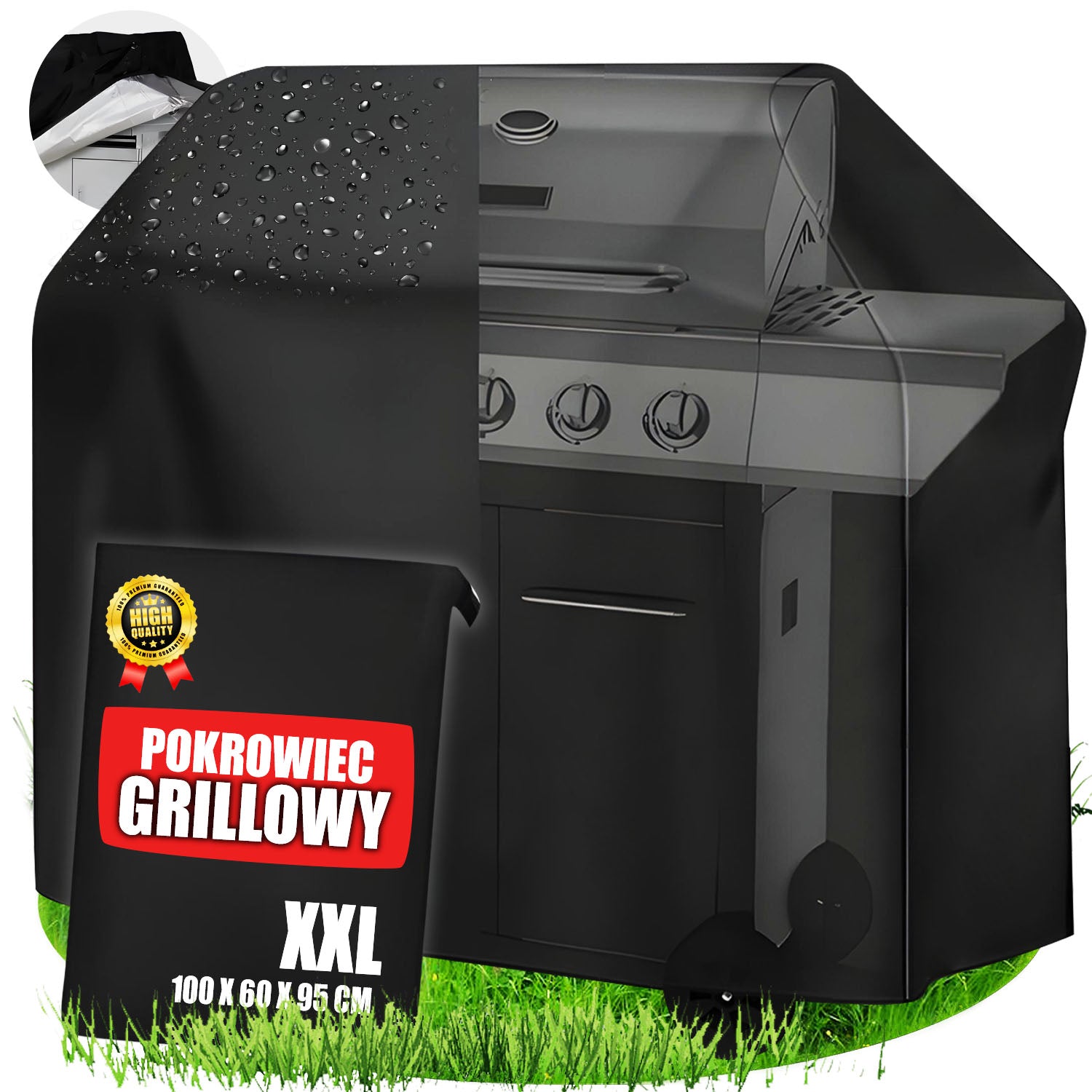 LARGE GAS GRILL COVER GRILL WATERPROOF 145 x 61 x 117 CM