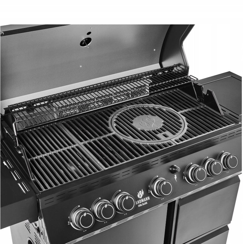 LARGE GAS GRILL LANDMANN CoolBlack5+2 maxX DRAWERS CAST IRON GRATE AT HAND Packaging status original