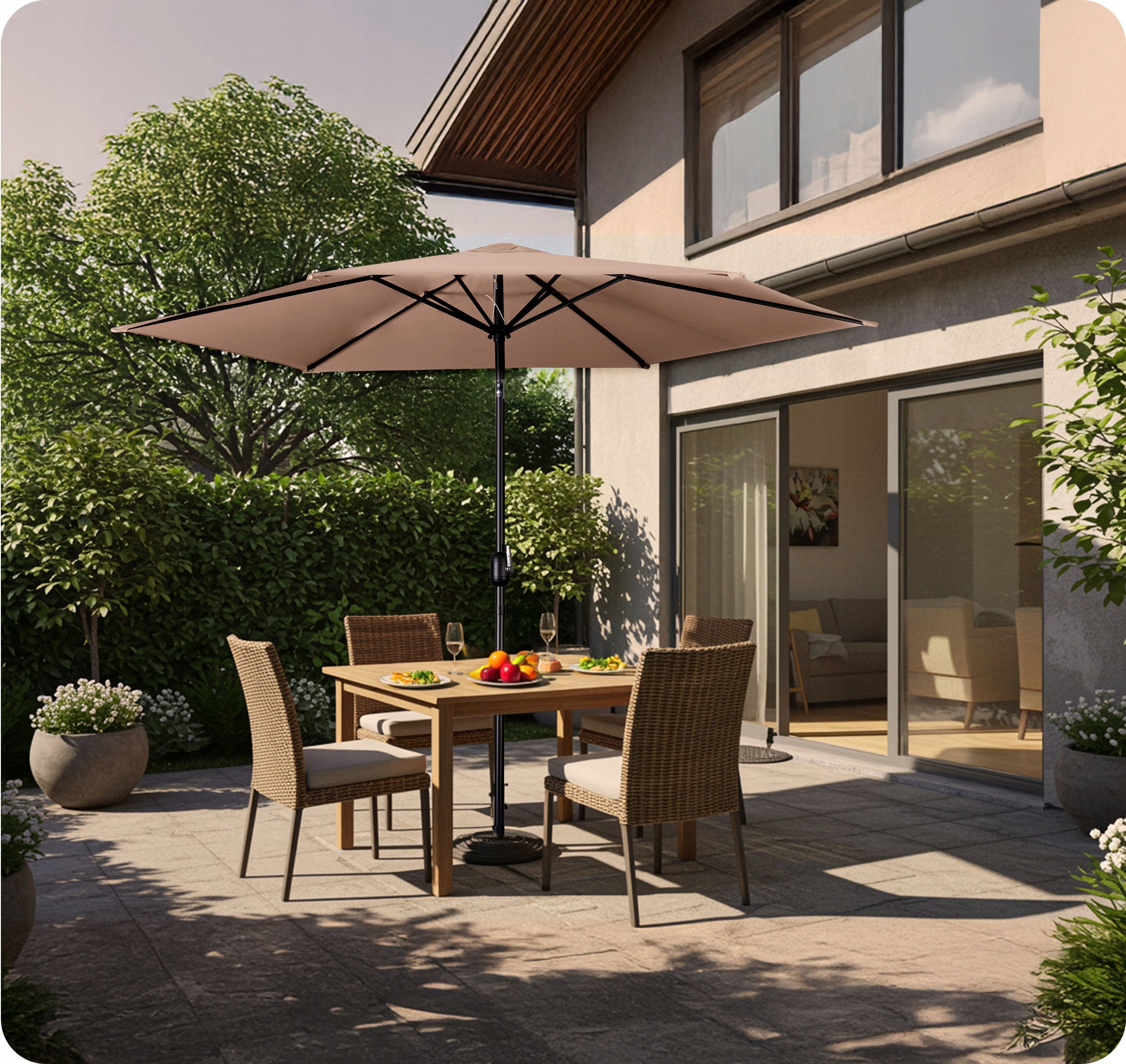 LARGE Garden Umbrella 300cm Balcony Adjustable Folding + Cover Diameter/width 300 cm