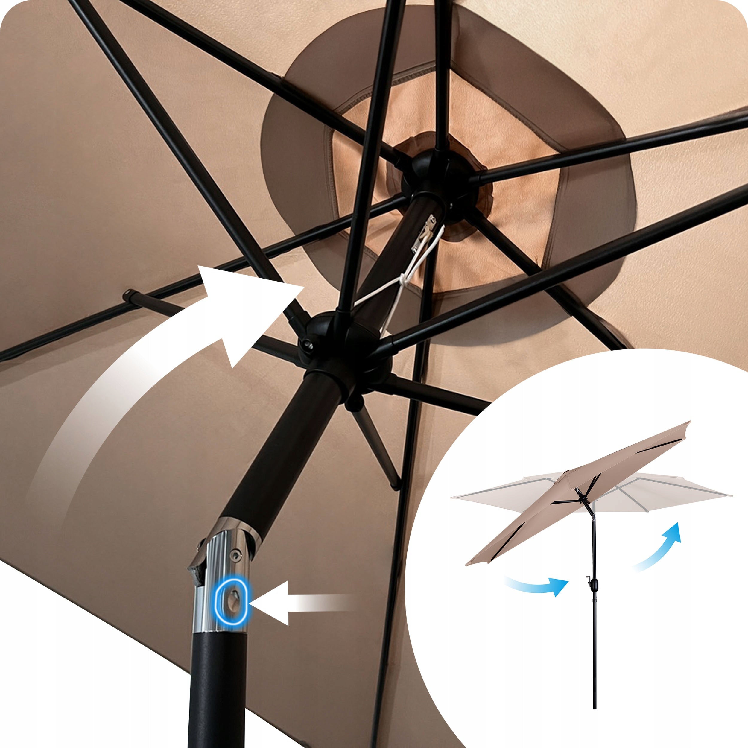 LARGE Garden Umbrella 300cm Balcony Adjustable Folding + Cover Manufacturer Plonos