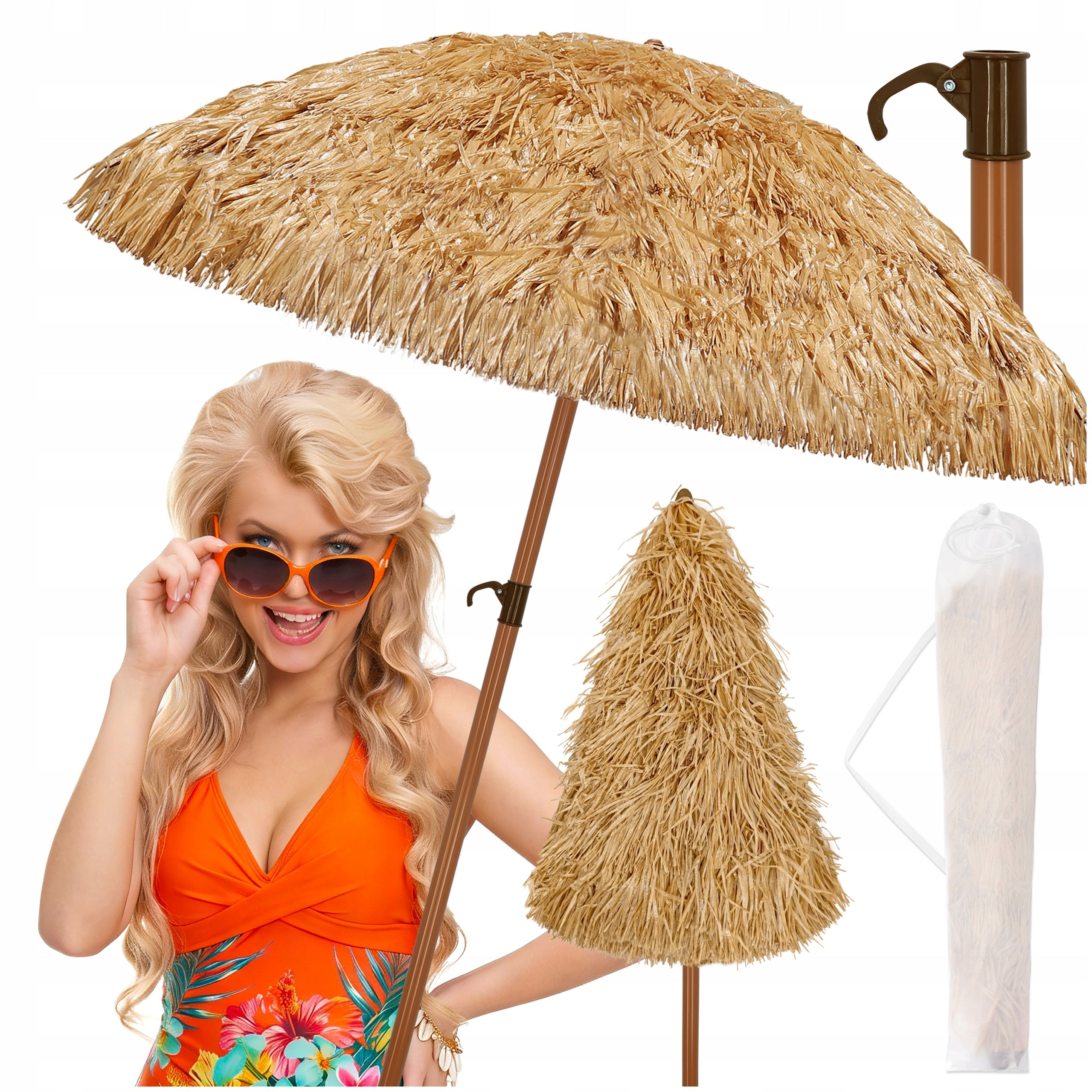 LARGE HAWAIIAN BEACH UMBRELLA 160 CM FOR BALCONY TERRACE GARDEN XXL