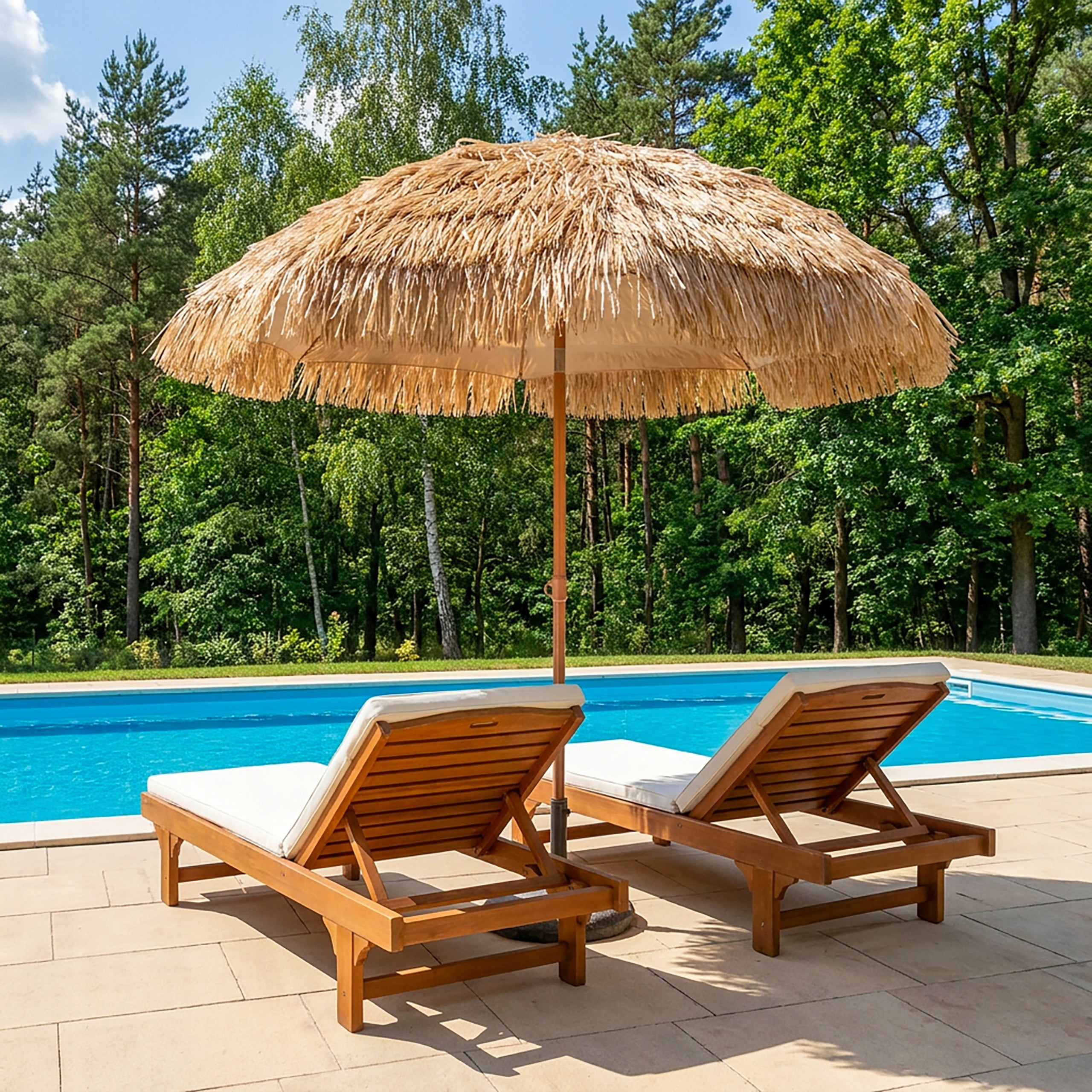 LARGE HAWAIIAN BEACH UMBRELLA 220 CM FOR BALCONY GARDEN + COVER Manufacturer DOMAREX